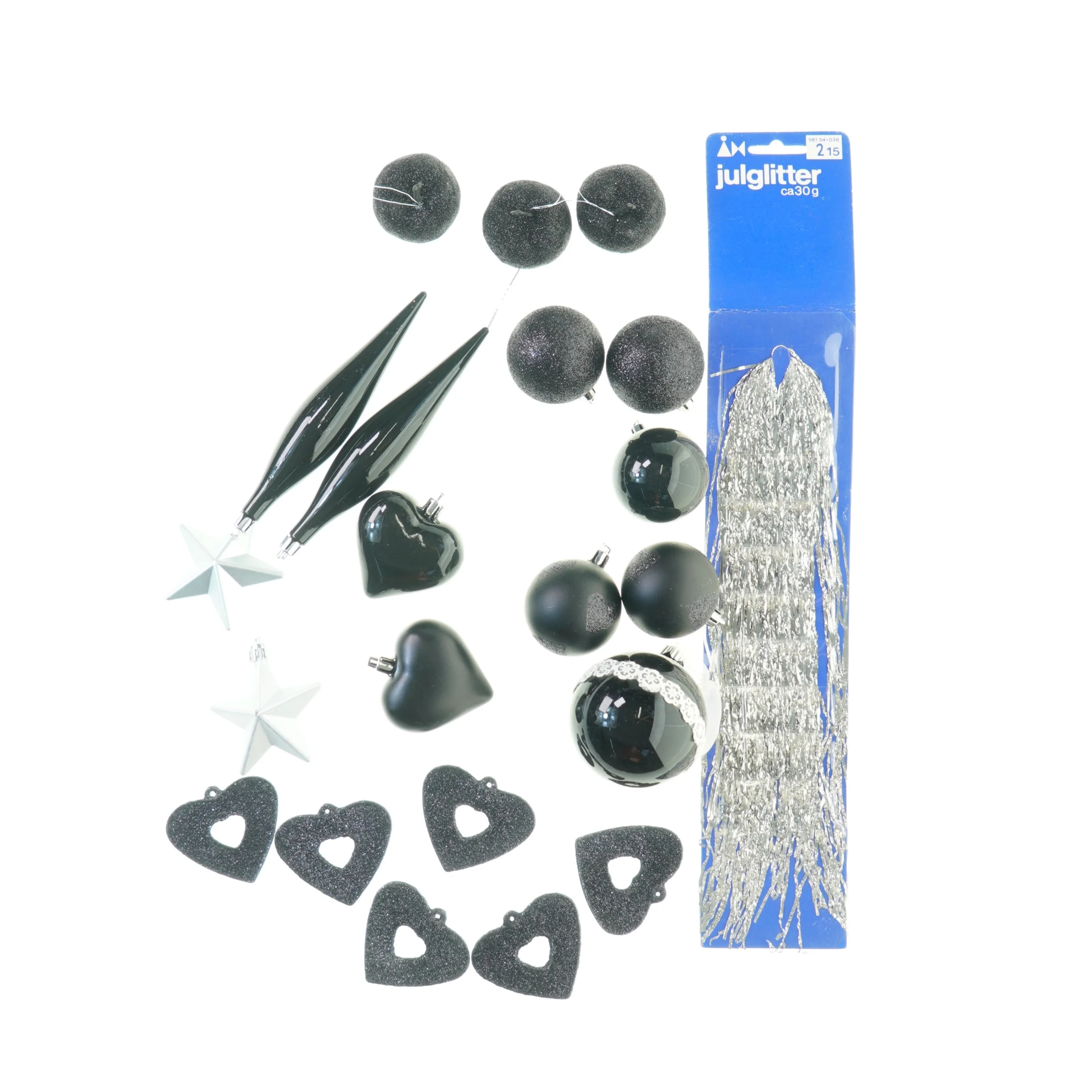 Julepynt, 22 julekugler mm (str. 30 cm)