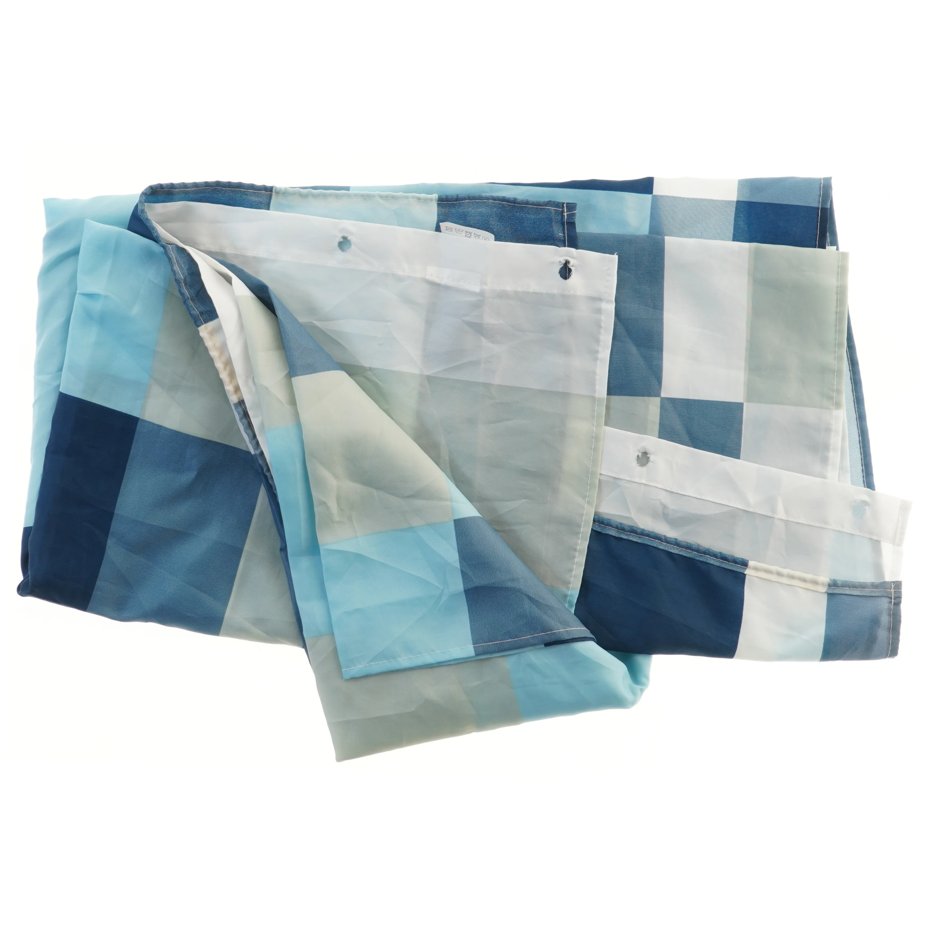 Blåt ternet badeforhæng i høj kvalitet (str. 200x180 cm)