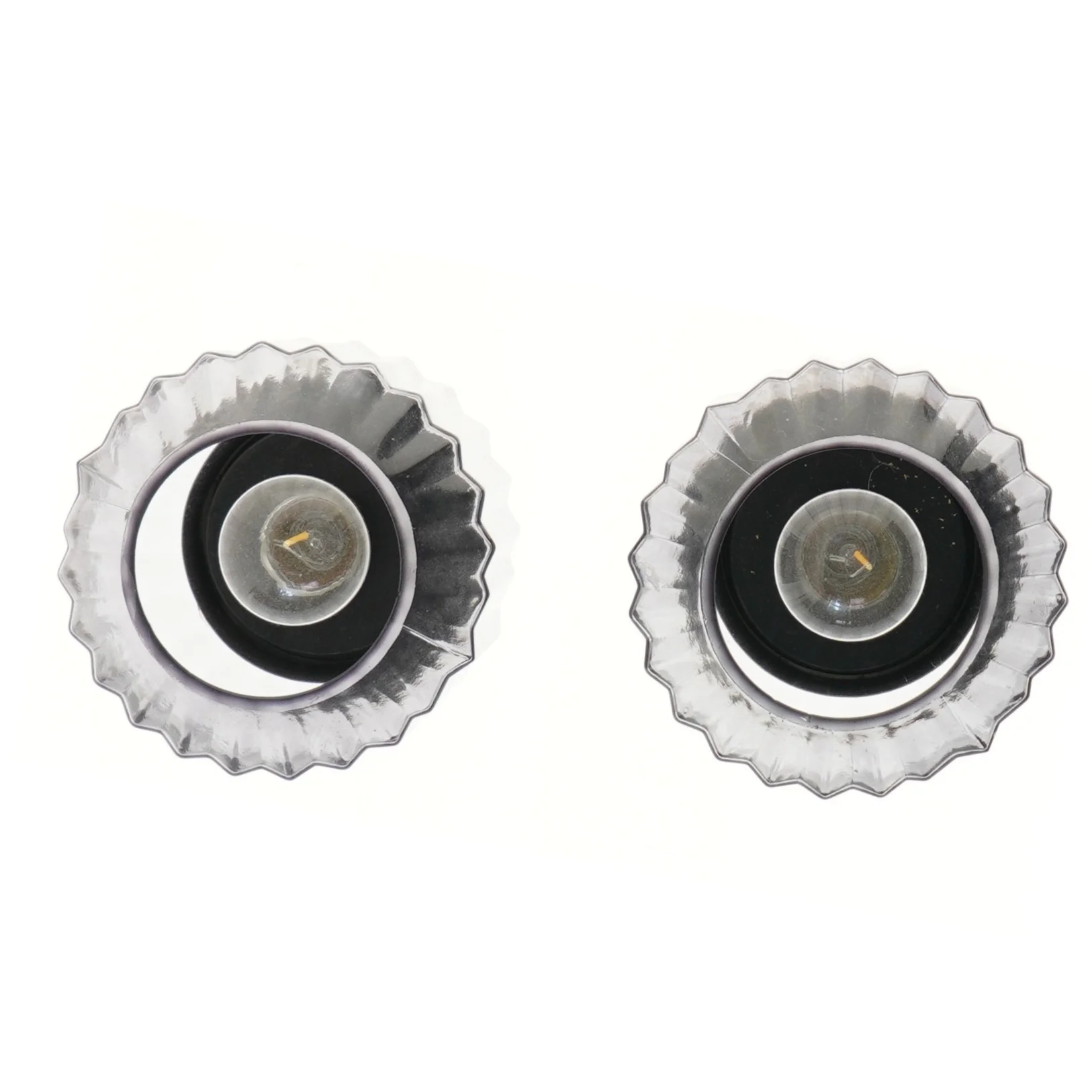 Rillede smukke  LED lysestager i glas (str. 17 cm)