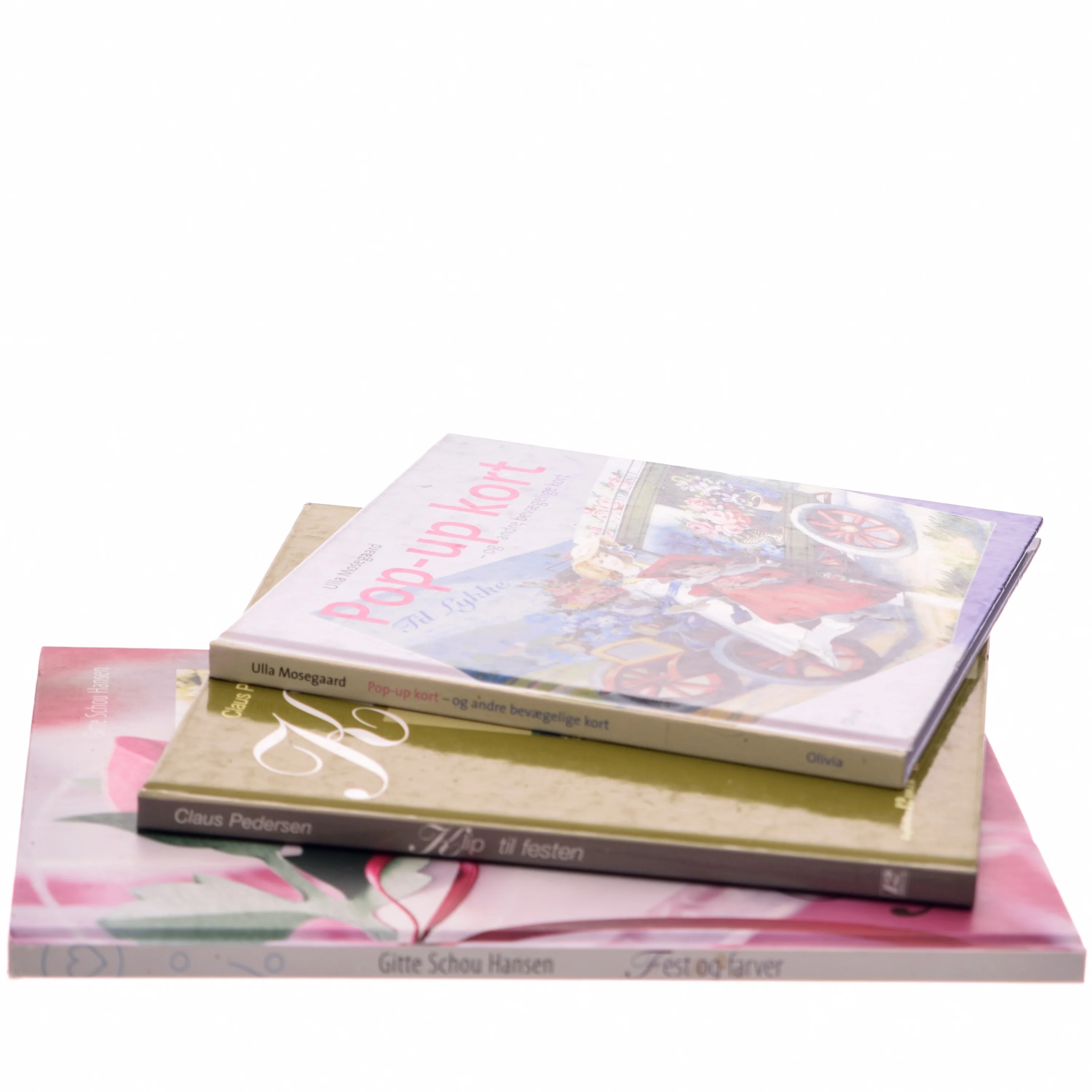 Fest og farver : kreative ideer, Klip til festen og Pop-up kort. 3 bøger,  med papir, pynt og perler af Gitte Schou Hansen (Bog)