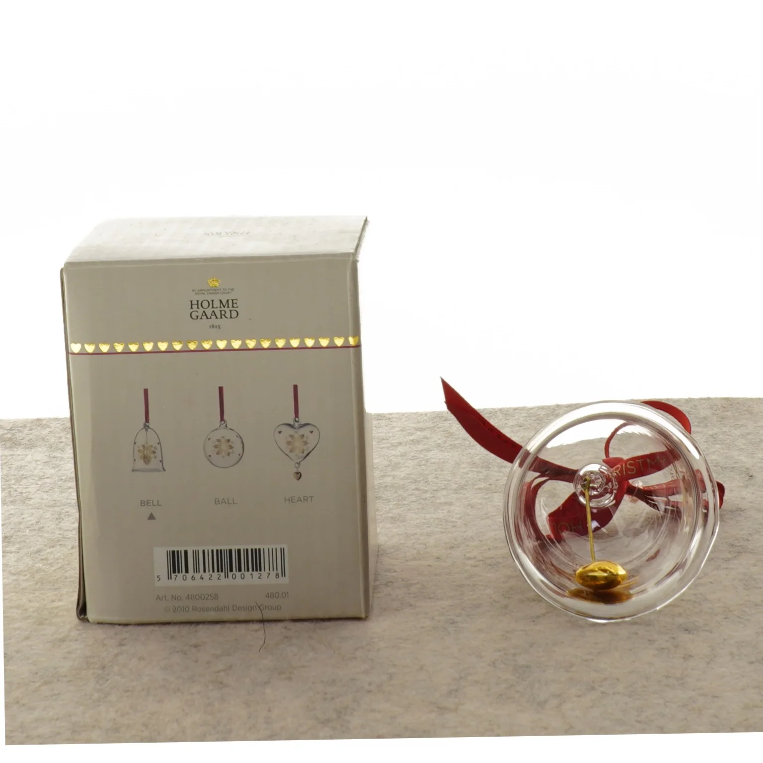 Julepynt, glasklokke fra Holmegaard (str. 7 x 9 cm)