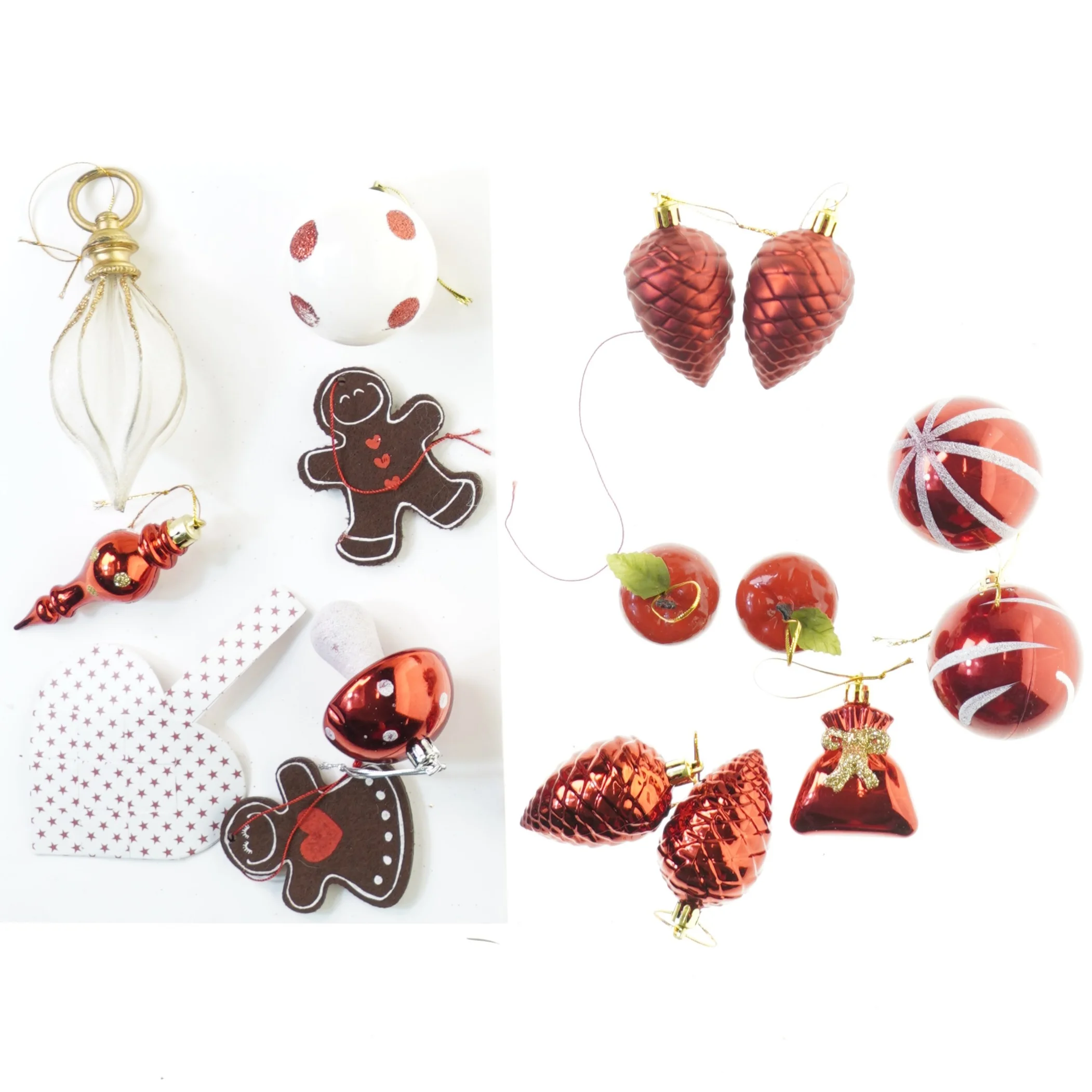 Julepynt, 16 julekugler mm (str. 20 cm)