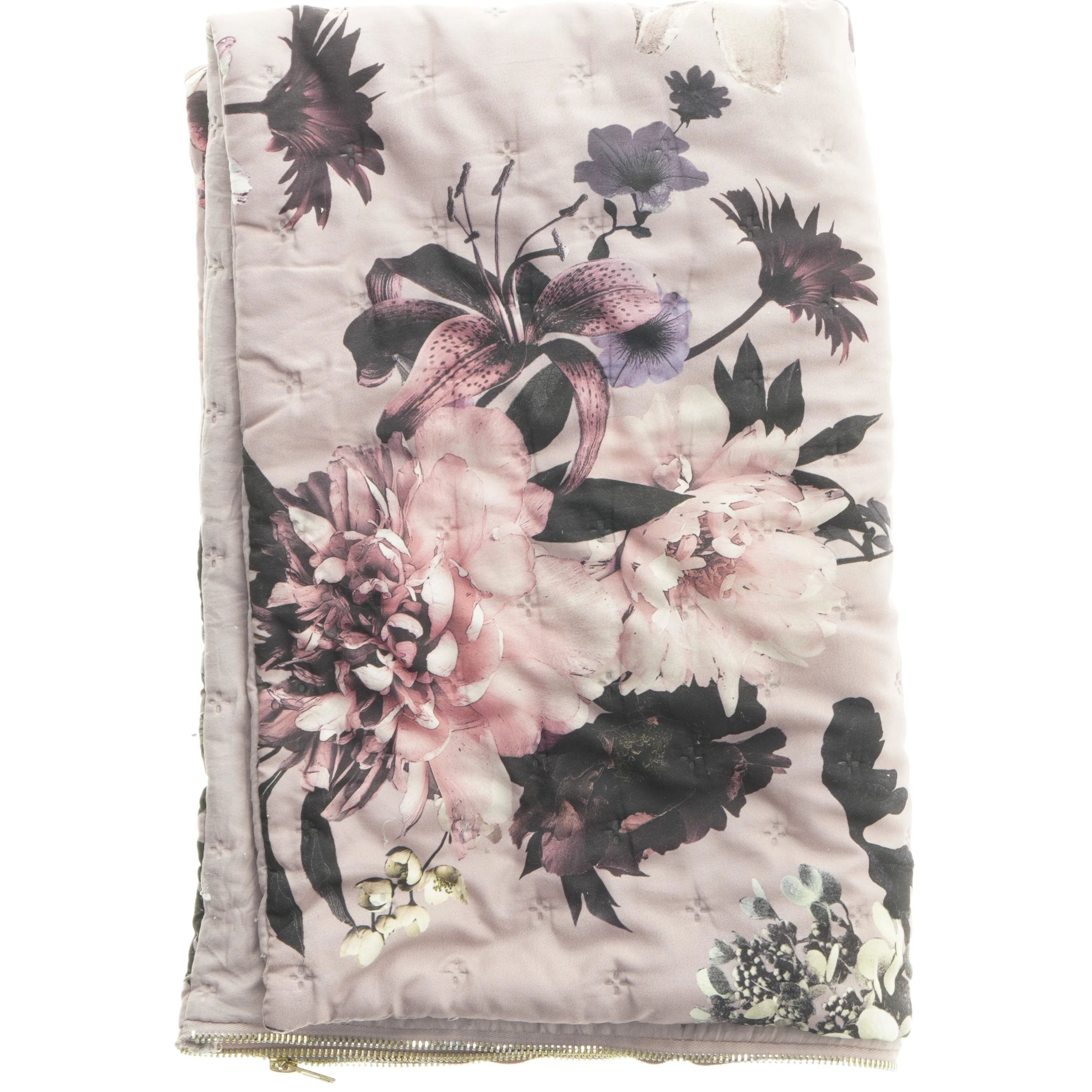 Blomstret quilte pudebetræk til stor gulvpude eller sengegavlspude (str. 90x60 cm)