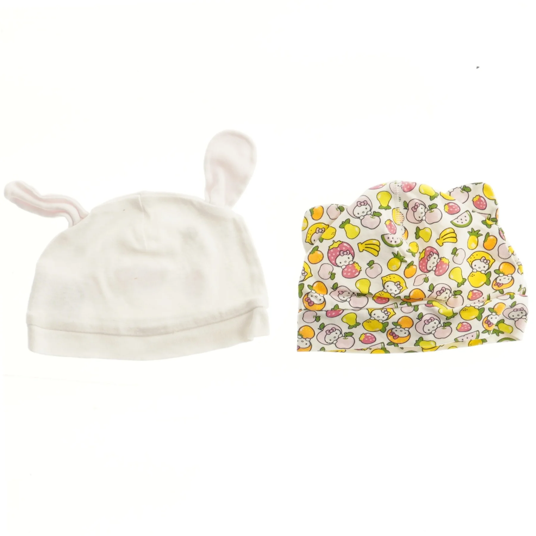 Babyhuer med dyremotiv og frugtprint (str. 16 cm)