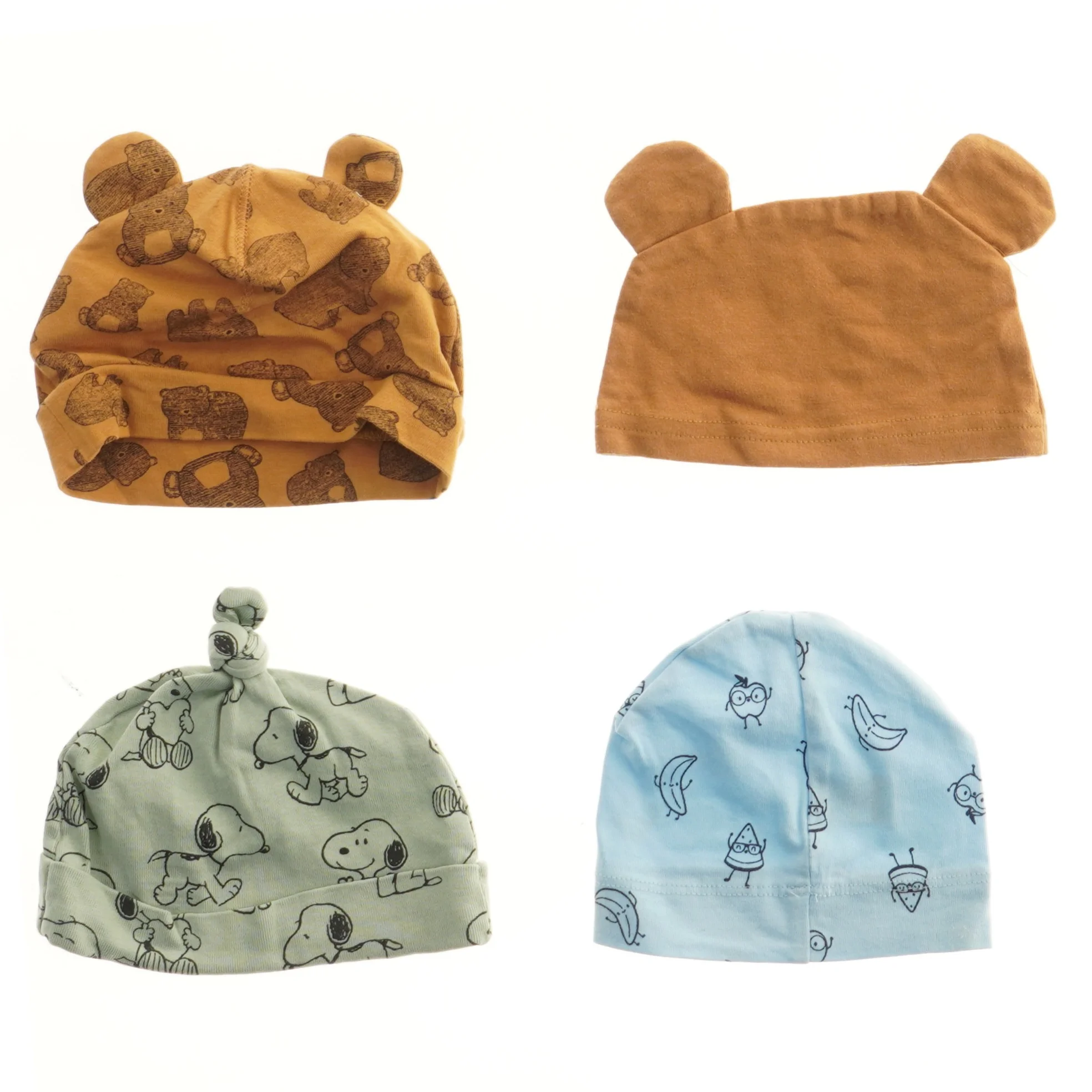 Babyhuer med mønster, 4 stk. (str. 18,5 cm)