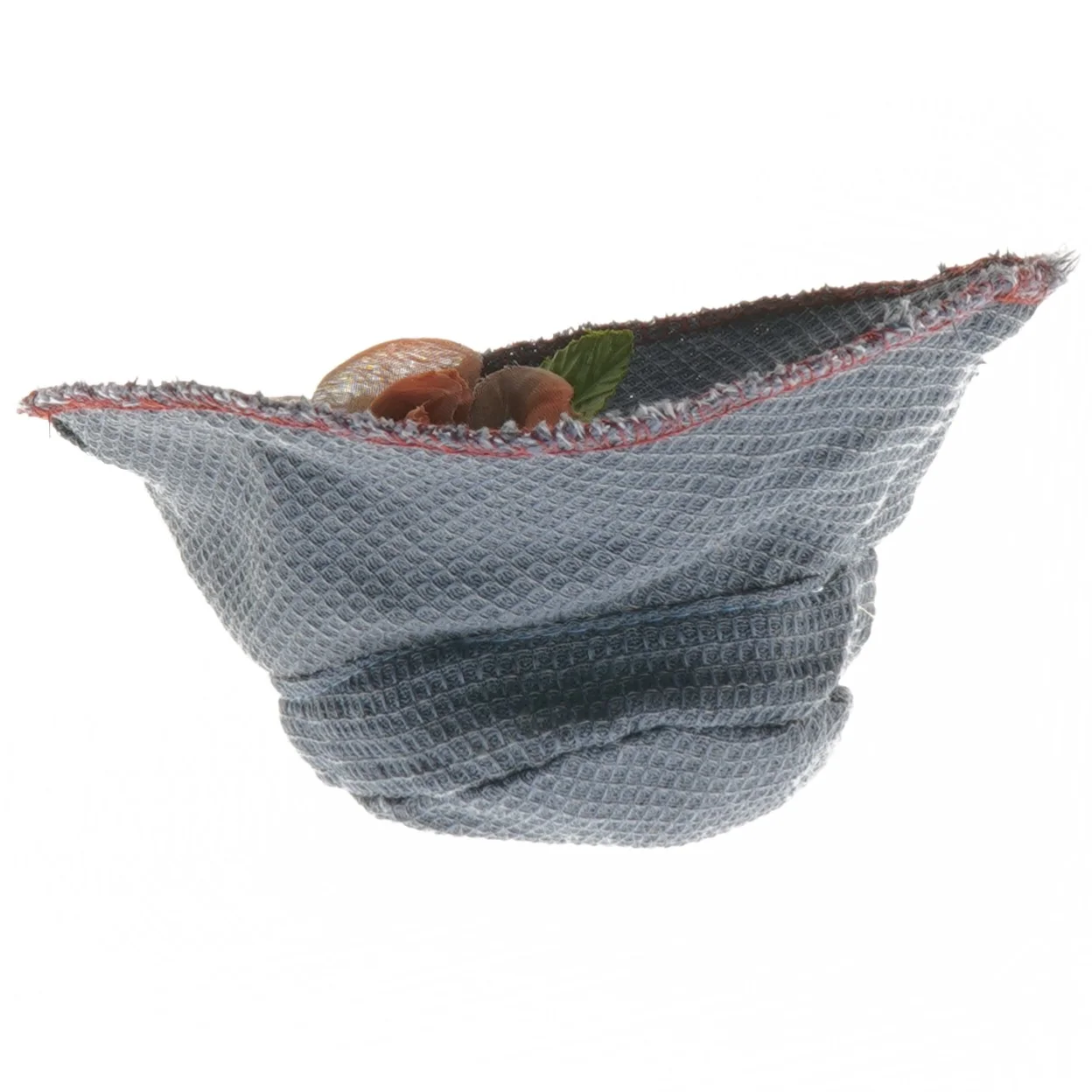 Dekorativ hat med blomster (str. Ø 17 cm)