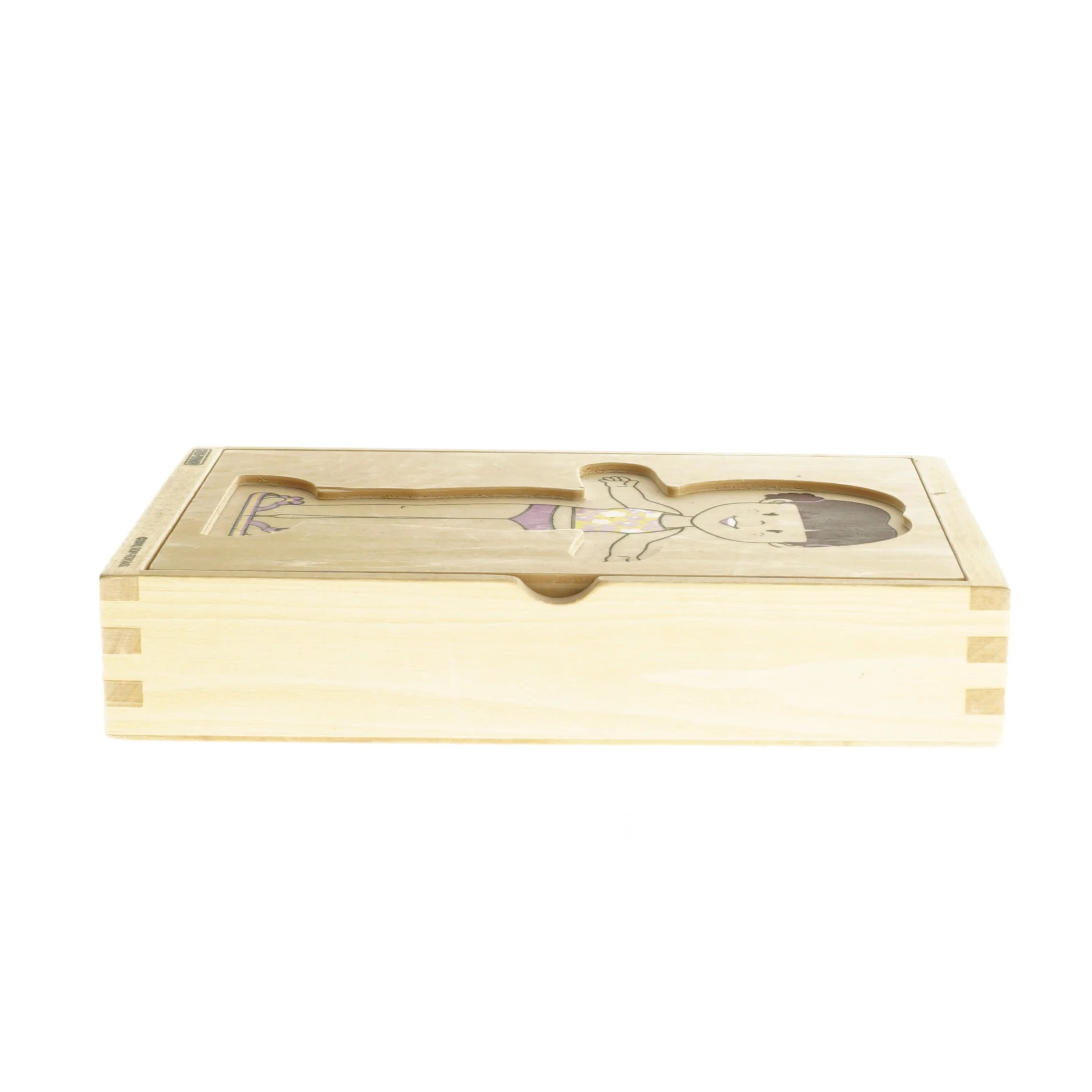 Træpuslespil med påklædningsdukker fra Kids Wood (str. 4x14x20 cm)