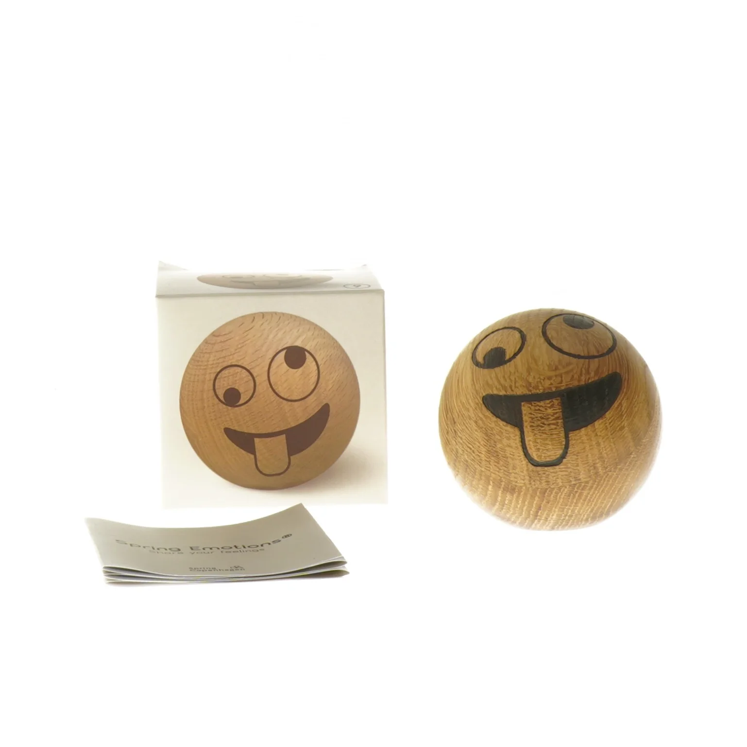 Tr&aelig; kugle med smiley ansigt fra Spring Copenhagen (str. &Oslash; 7 cm)