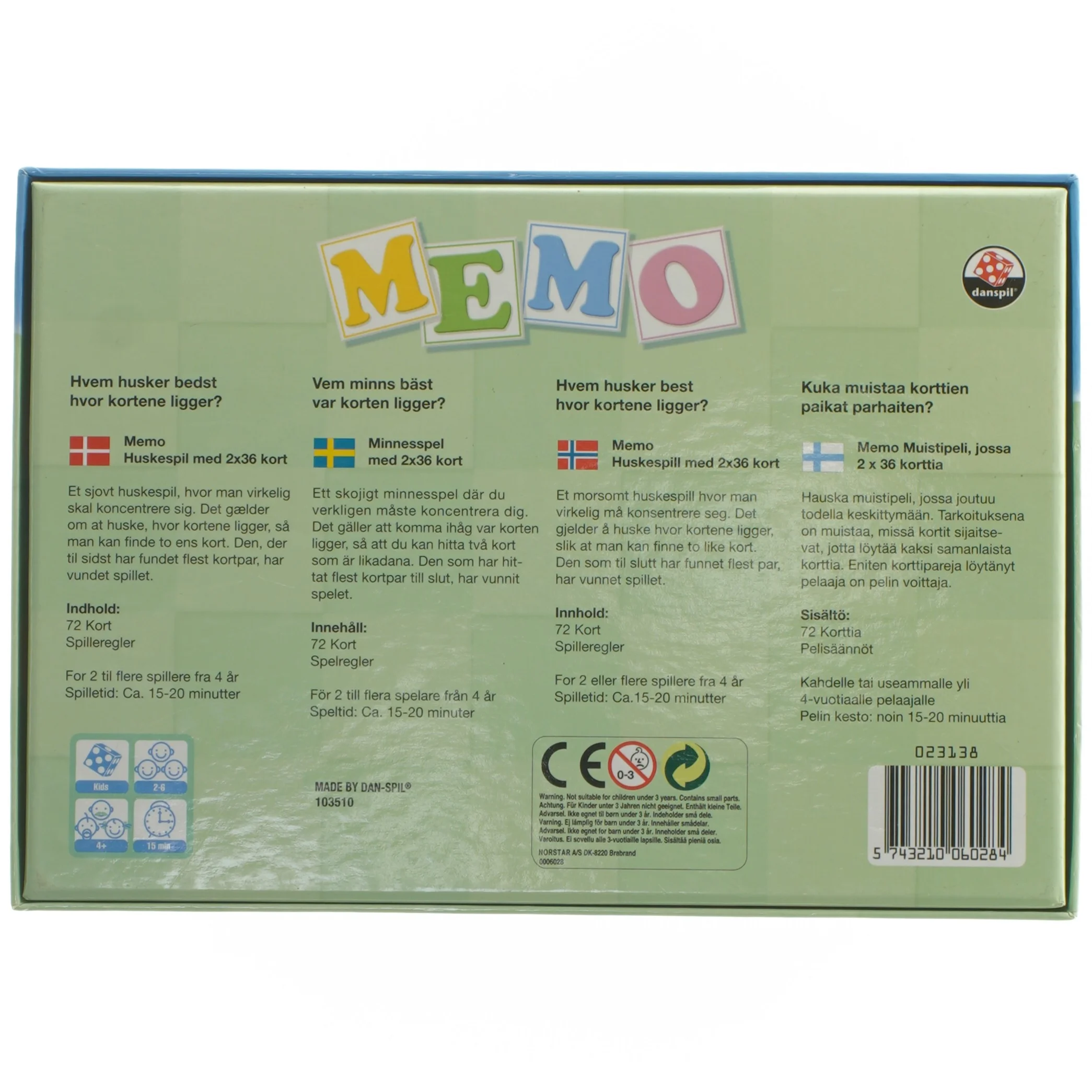 Memo spil fra Danspil (str. 24x16,5 cm)