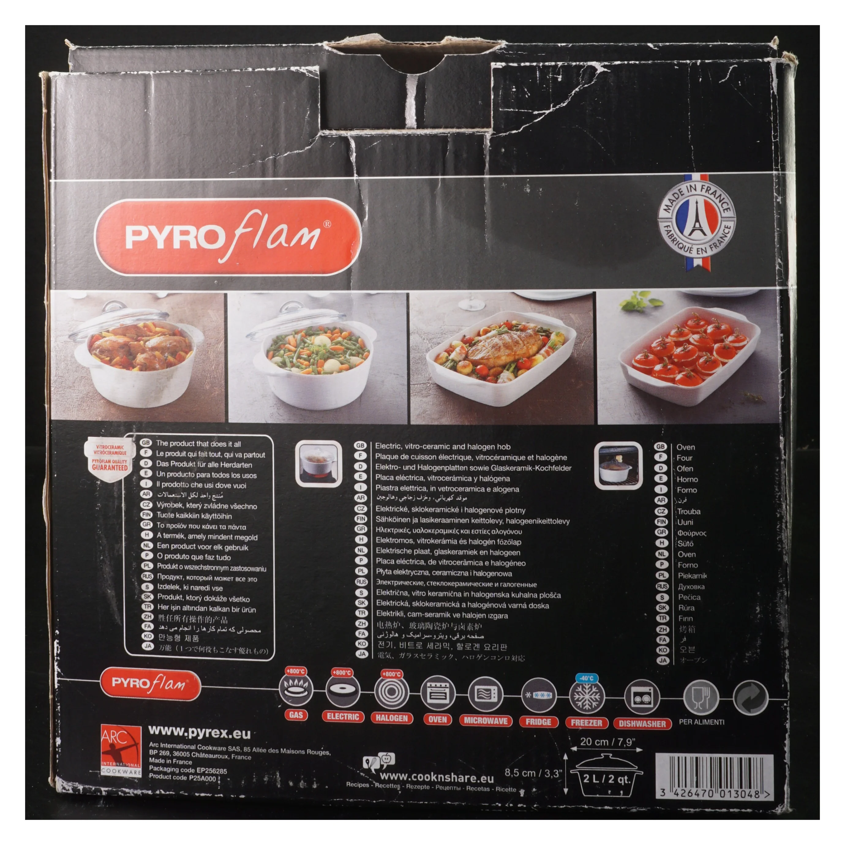 Hvid gryde med glaslåg fra Pyro Flam (str. Ø 20 cm)