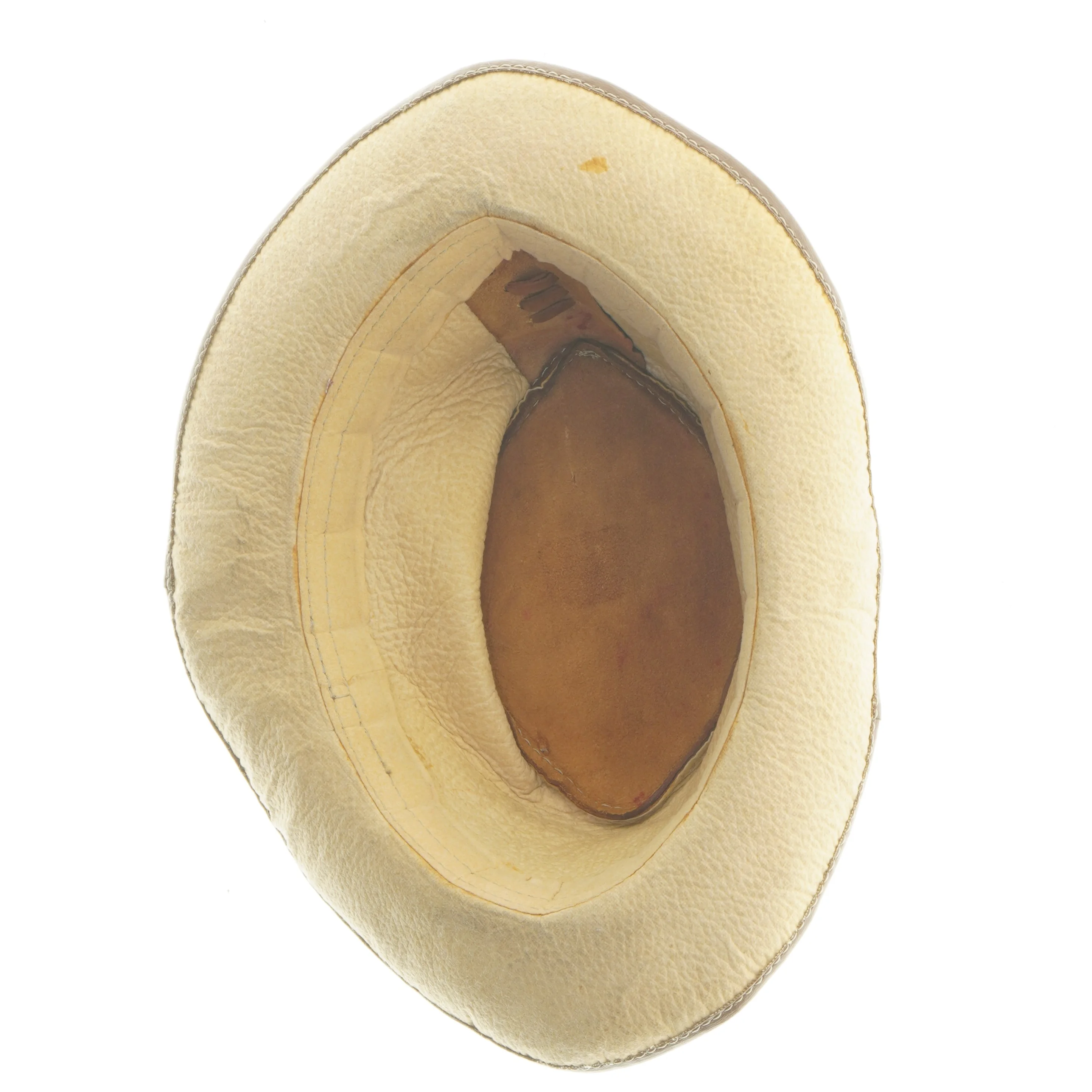 Brun læderhat (str. Ø 22 cm)