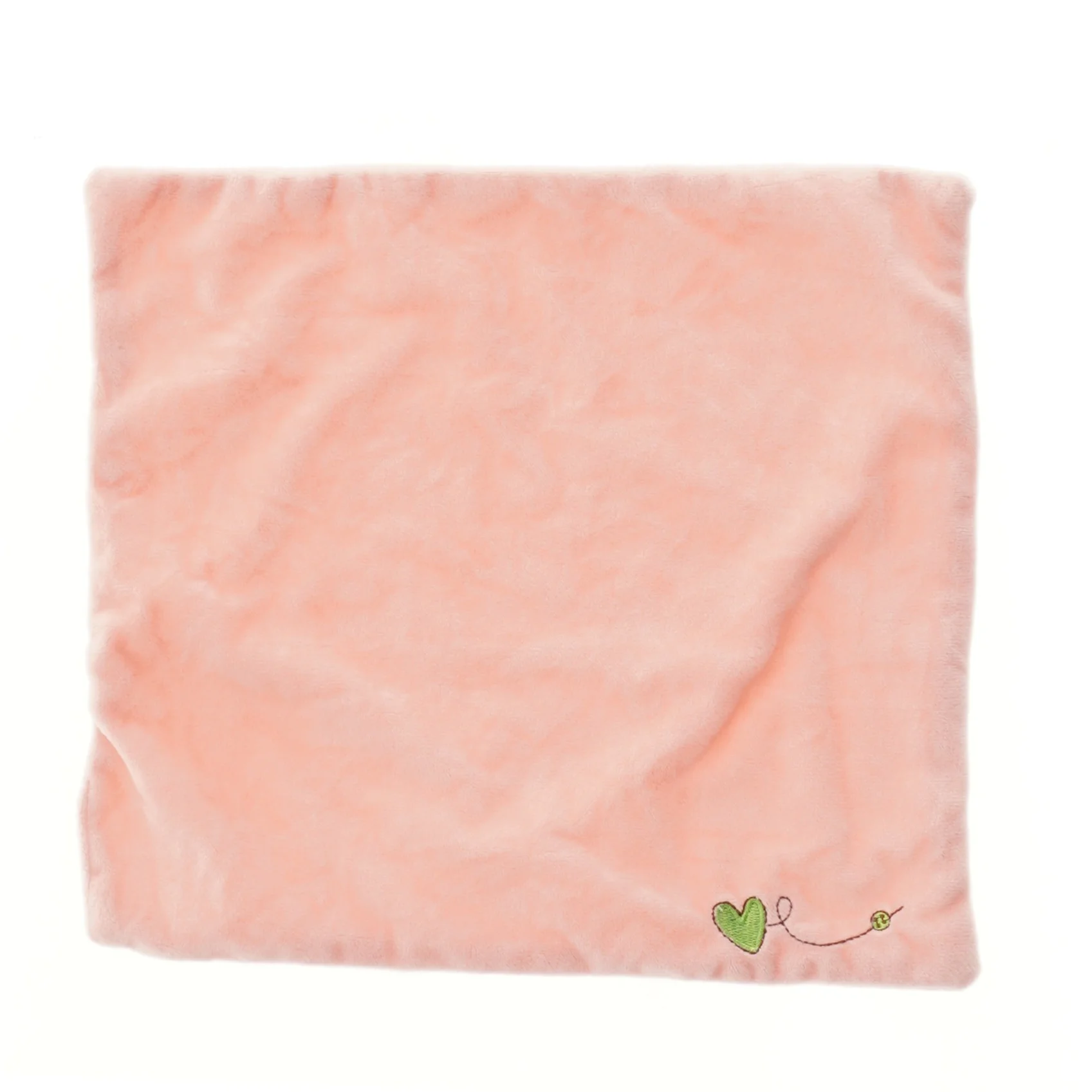 Lyserød stofklud med hjertebroderi (str. 30x27 cm)