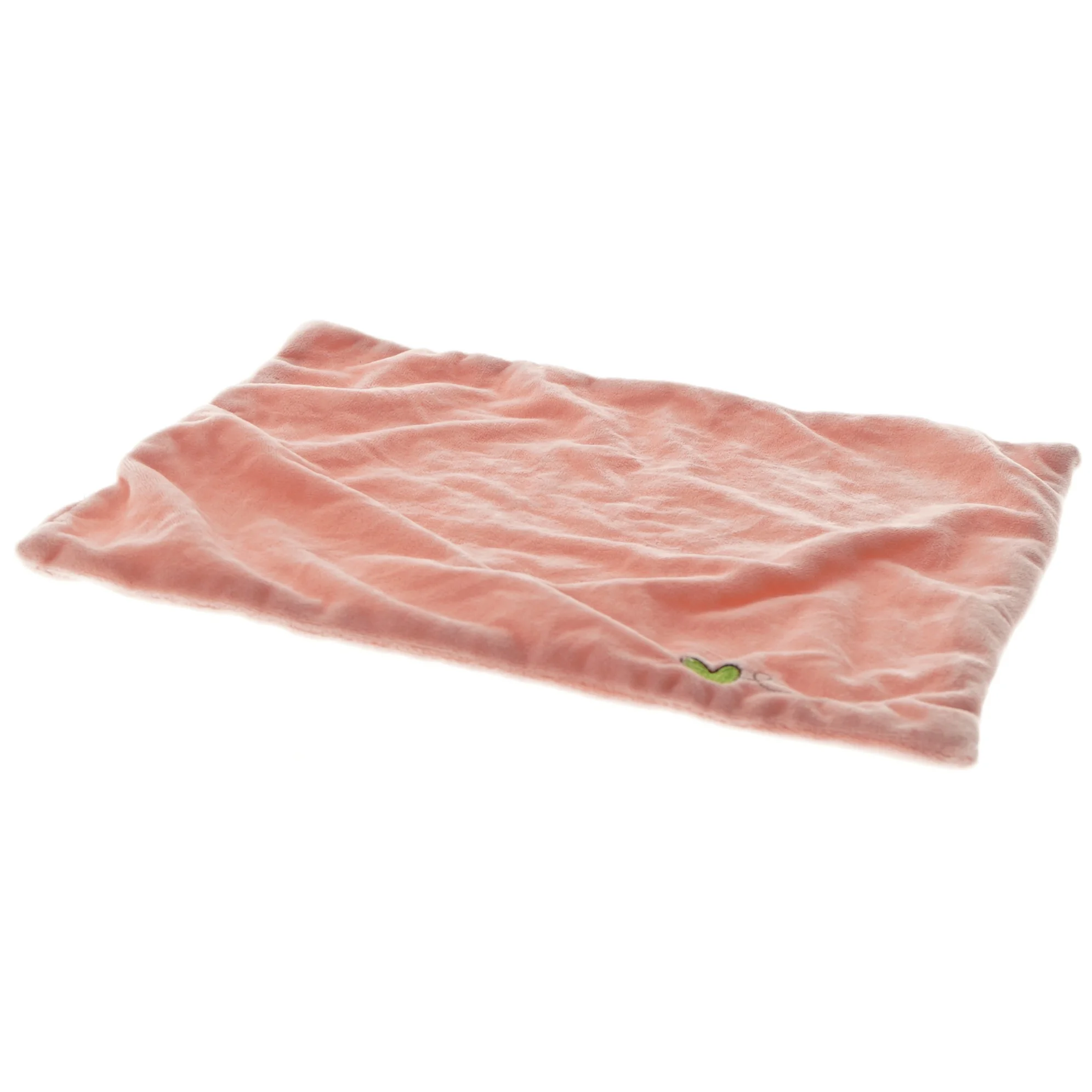 Lyserød stofklud med hjertebroderi (str. 30x27 cm)