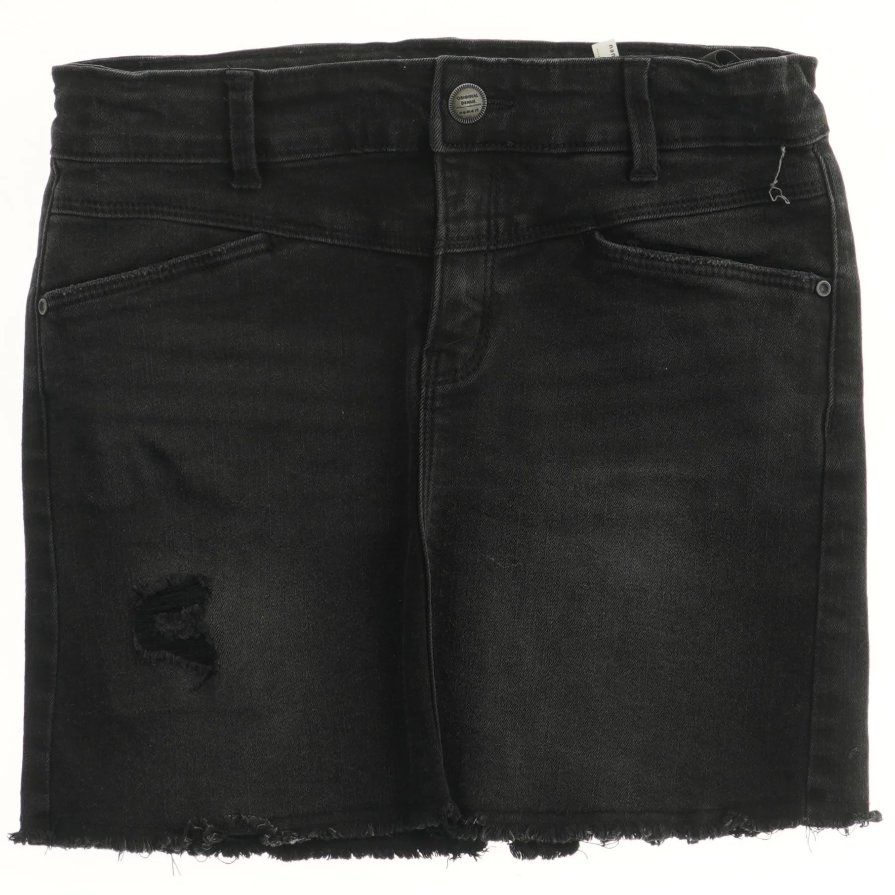 Sort denim nederdel med frynser fra Name It (str. 140)