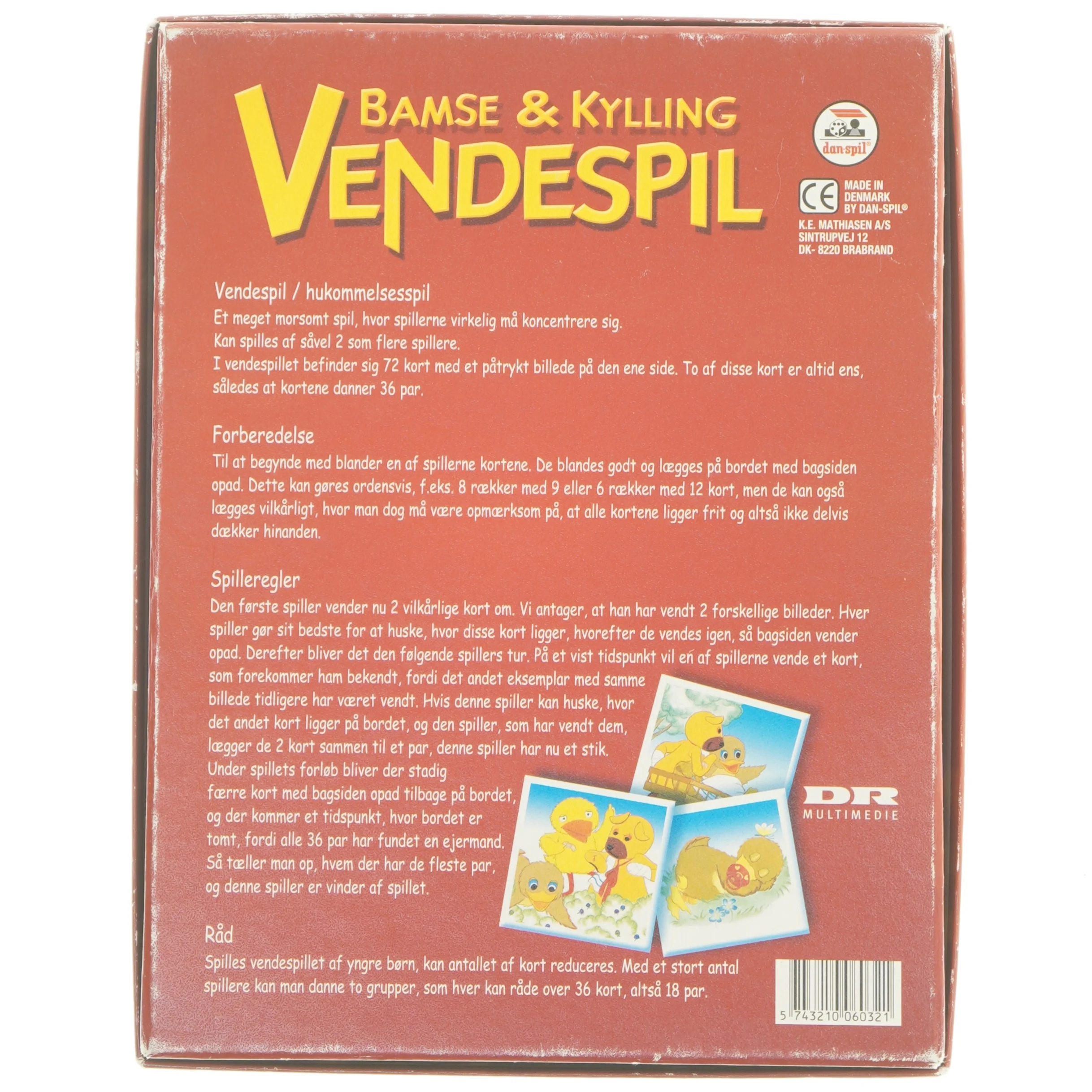 Bamse & Kylling vendespil fra Danspil (str. 27,5x21 cm)