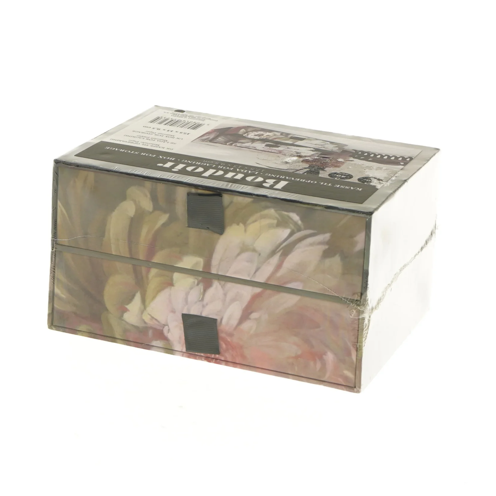 Opbevaringskasse med blomsterdesign fra Netto (str. 17,5x13x9,5 cm)