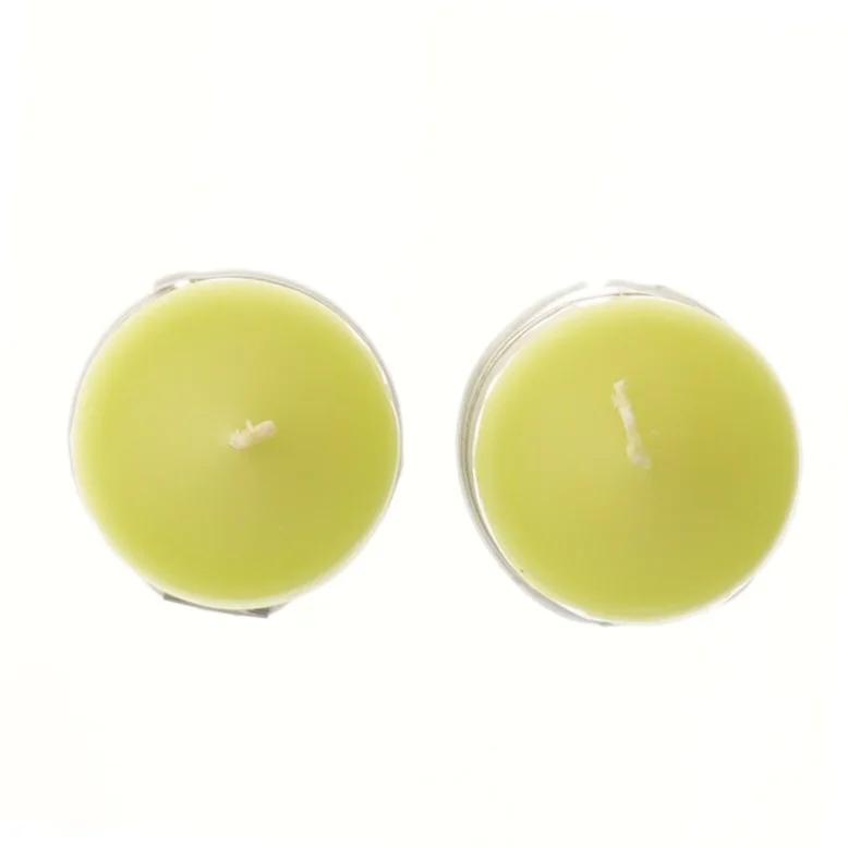 Lysestager med grønne stearinlys (str. 2 stk 9 cm)