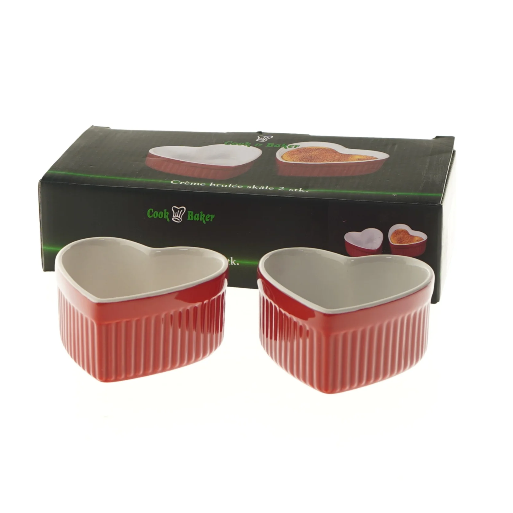 Sæt med to hjerteskåle fra Cook & Baker (str. Ø 9x5 cm)