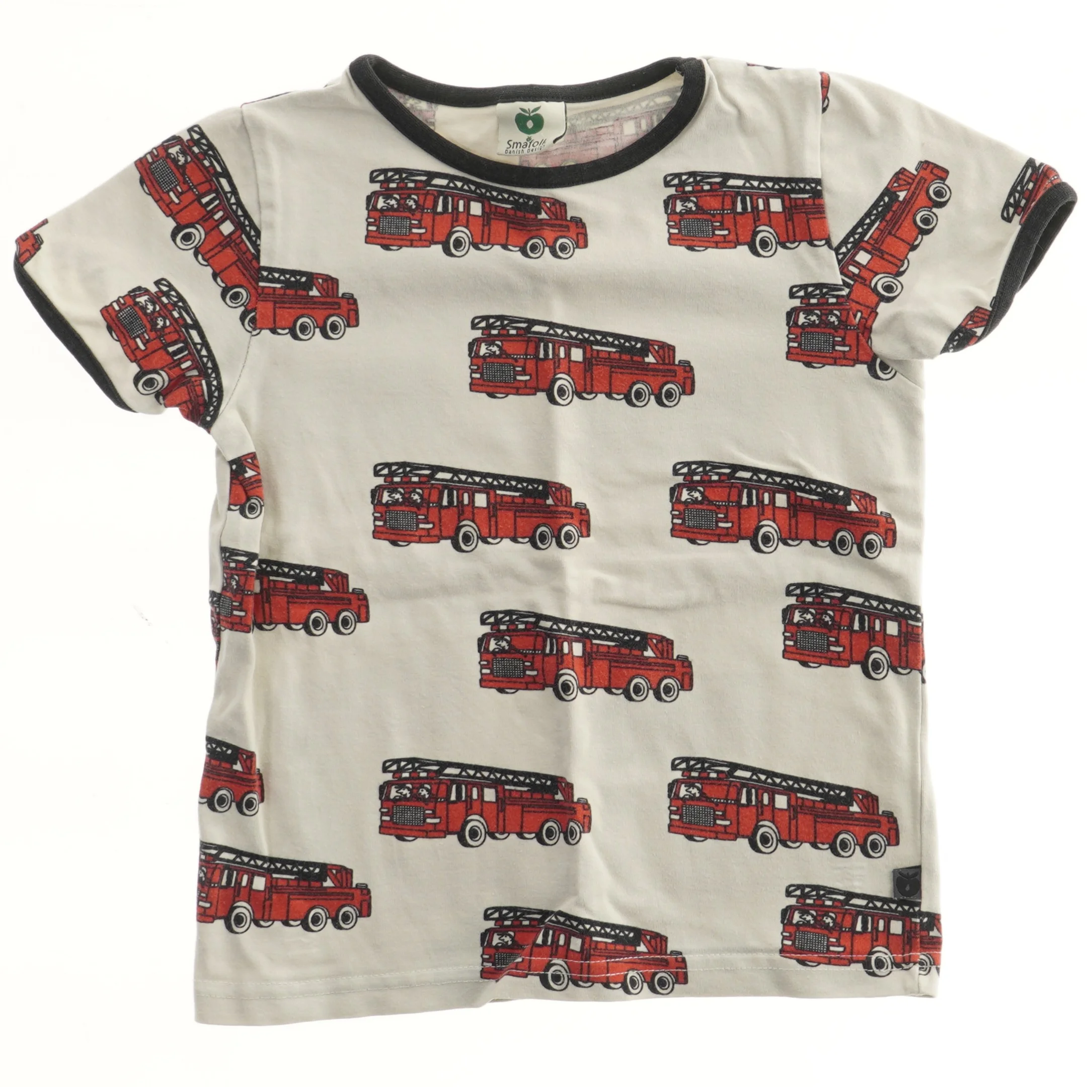 T-shirt med brandbil print fra Småfolk (str. 98)