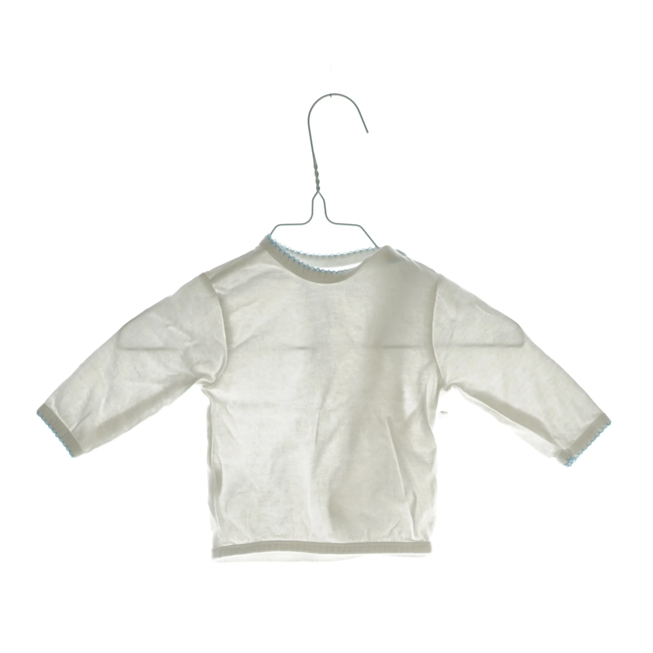 Langærmet bluse med blondekant (str. ca. 56)