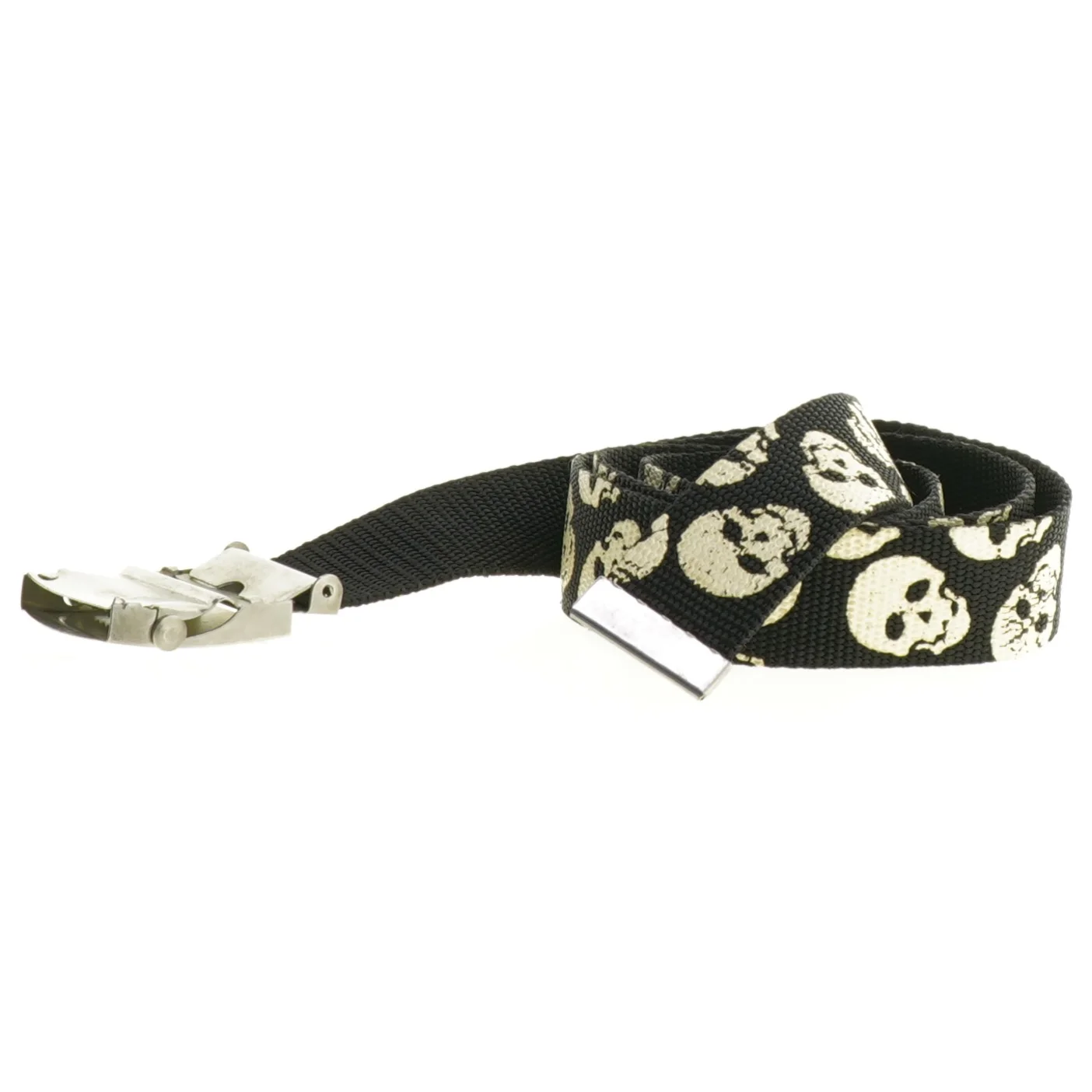 Mønstret stofbælte med kraniemotiv (str. 115 x 3 cm)