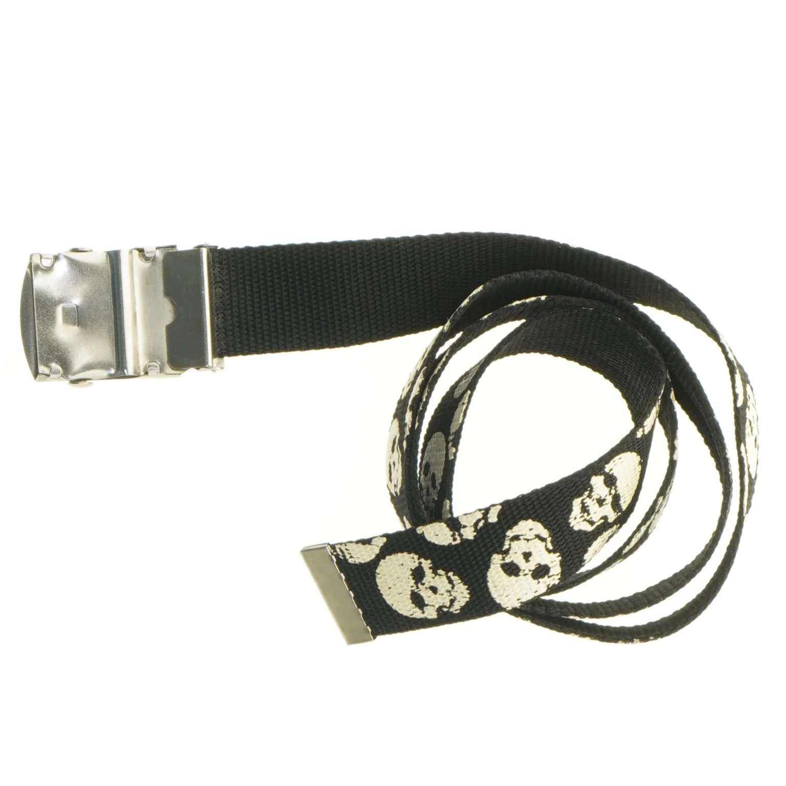 Mønstret stofbælte med kraniemotiv (str. 115 x 3 cm)
