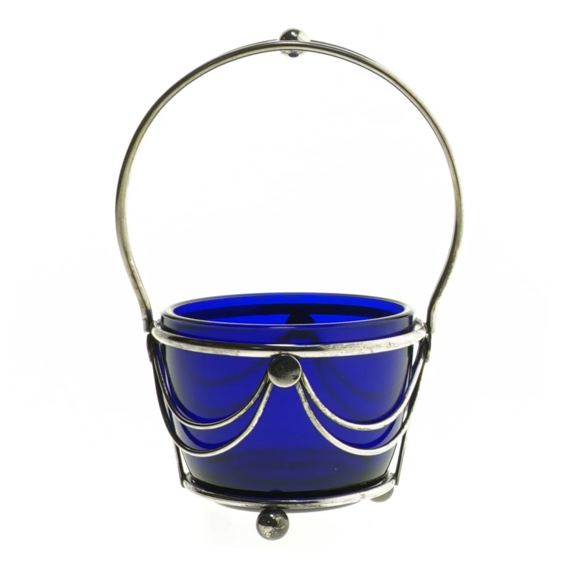 Blå glas krukke med metalhængelåg (str. 15 cm)