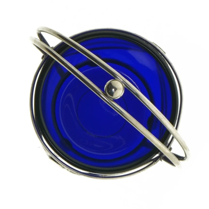 Blå glas krukke med metalhængelåg (str. 15 cm)