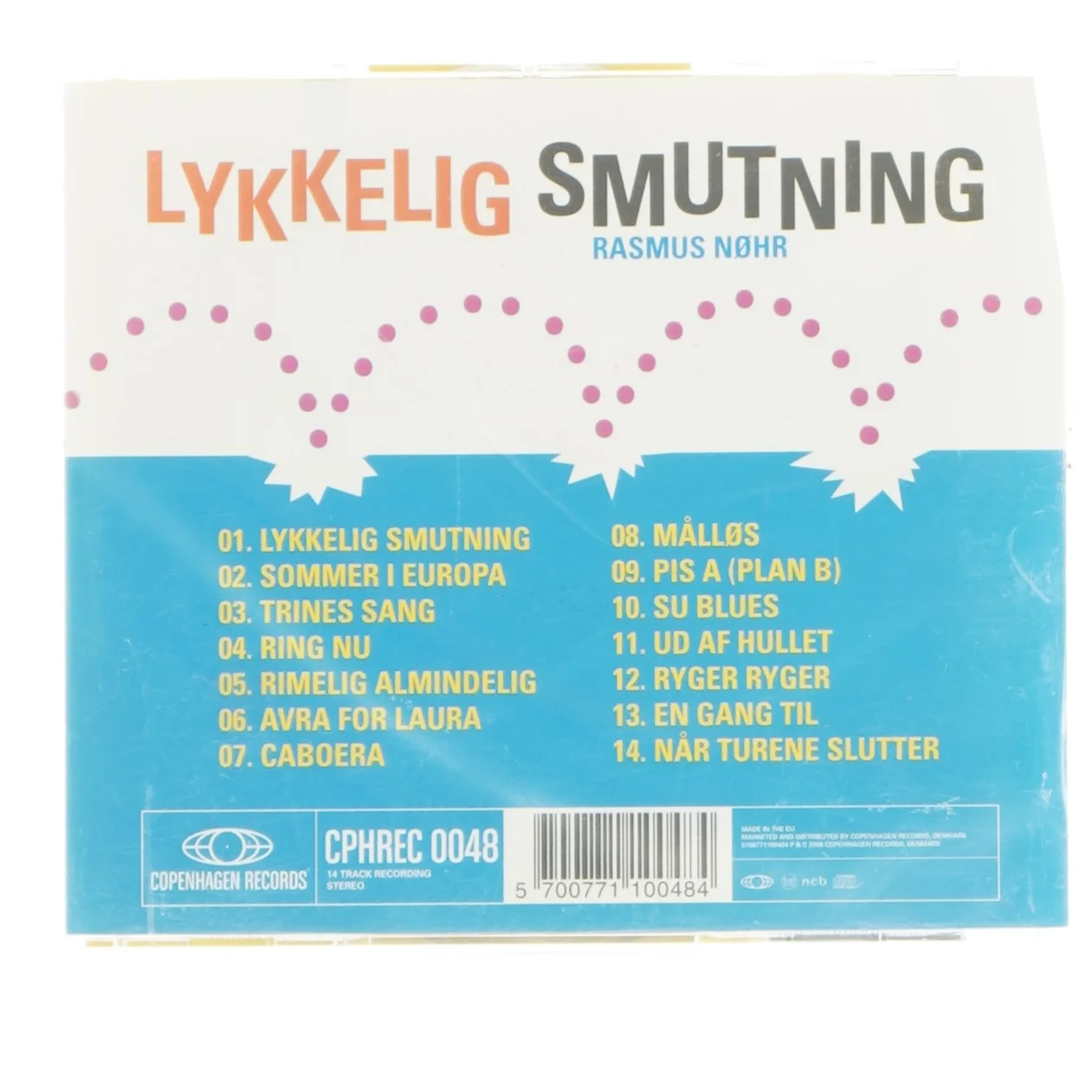CD med albumet 'Lykkelig Smutning' af Rasmus Nøhr (str. 12,5x14 cm)