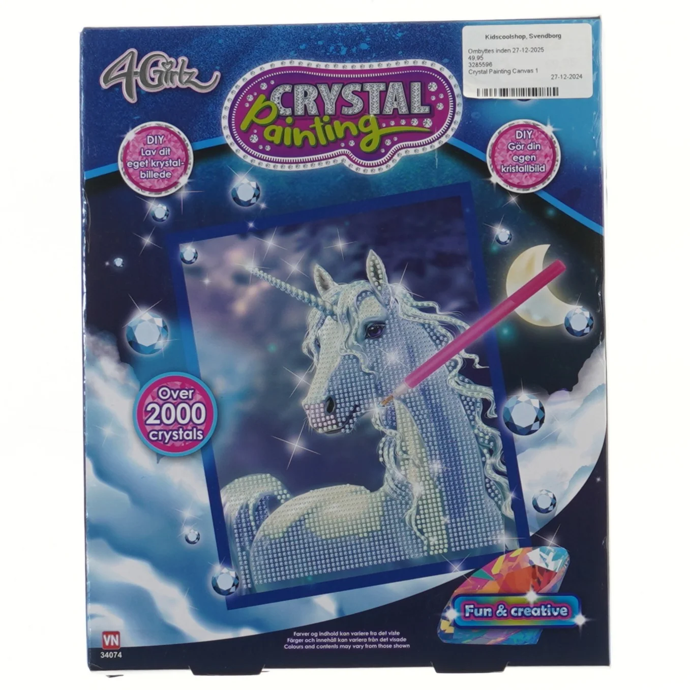 Krystal maleri sæt med enhjørning fra 4Girlz (str. 26x21 cm)