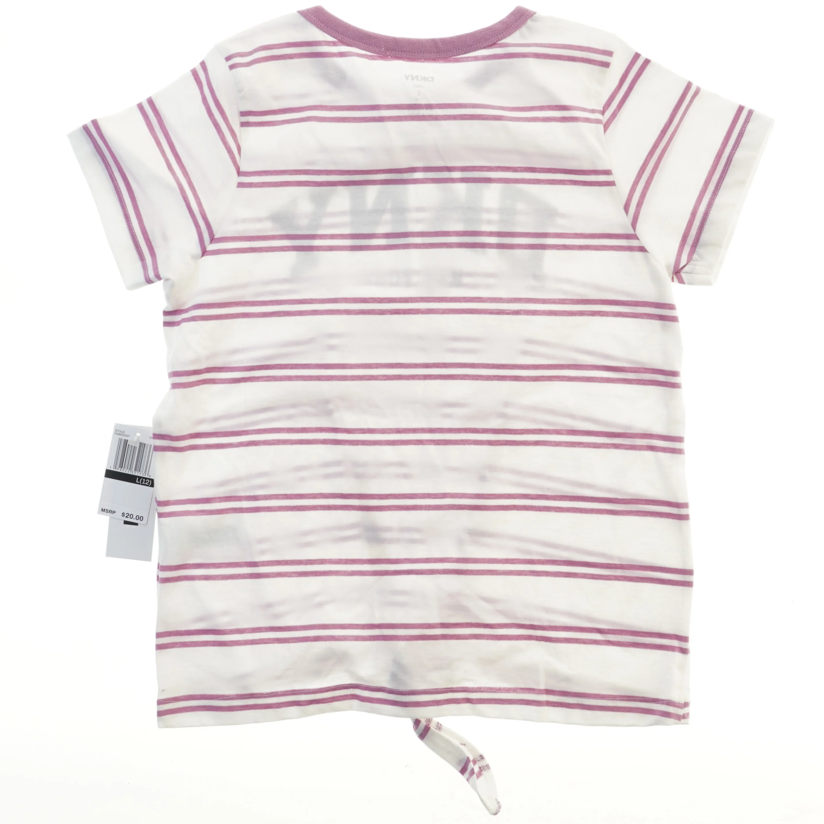 Helt ny. T-shirt med striber og logo fra DKNY (str. 152)