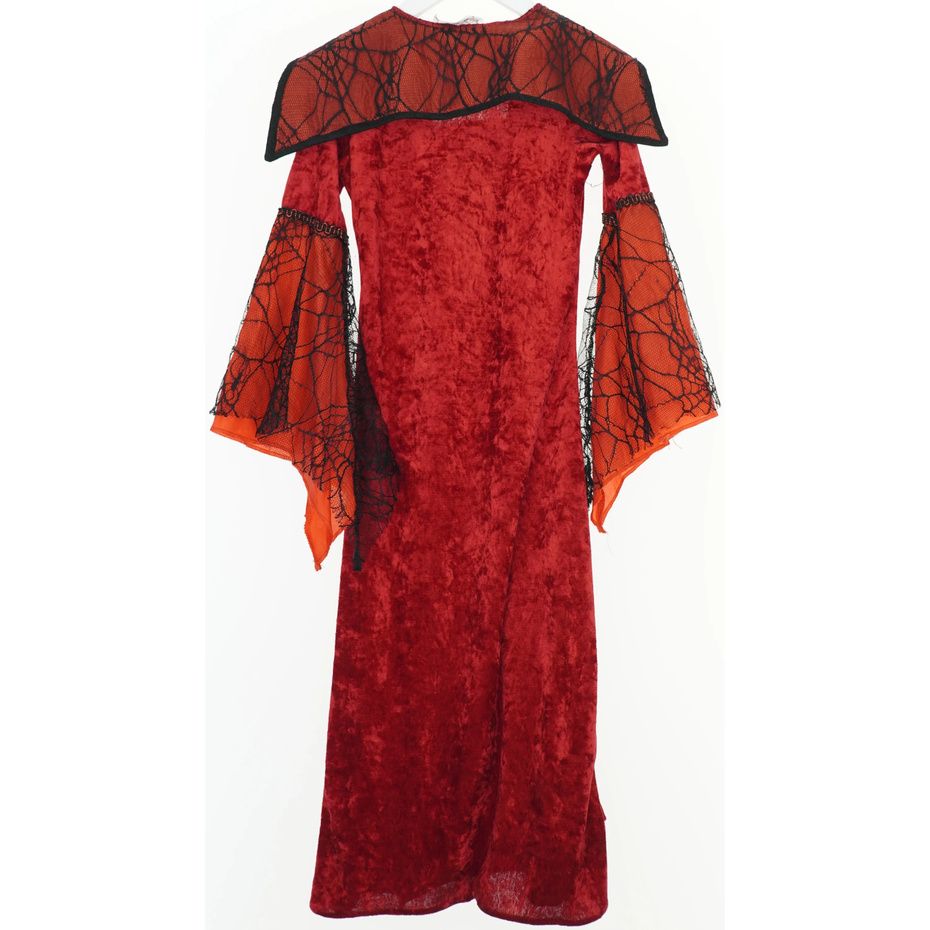 Rød udklædningsdragt med edderkoppemotiv (str. 128)