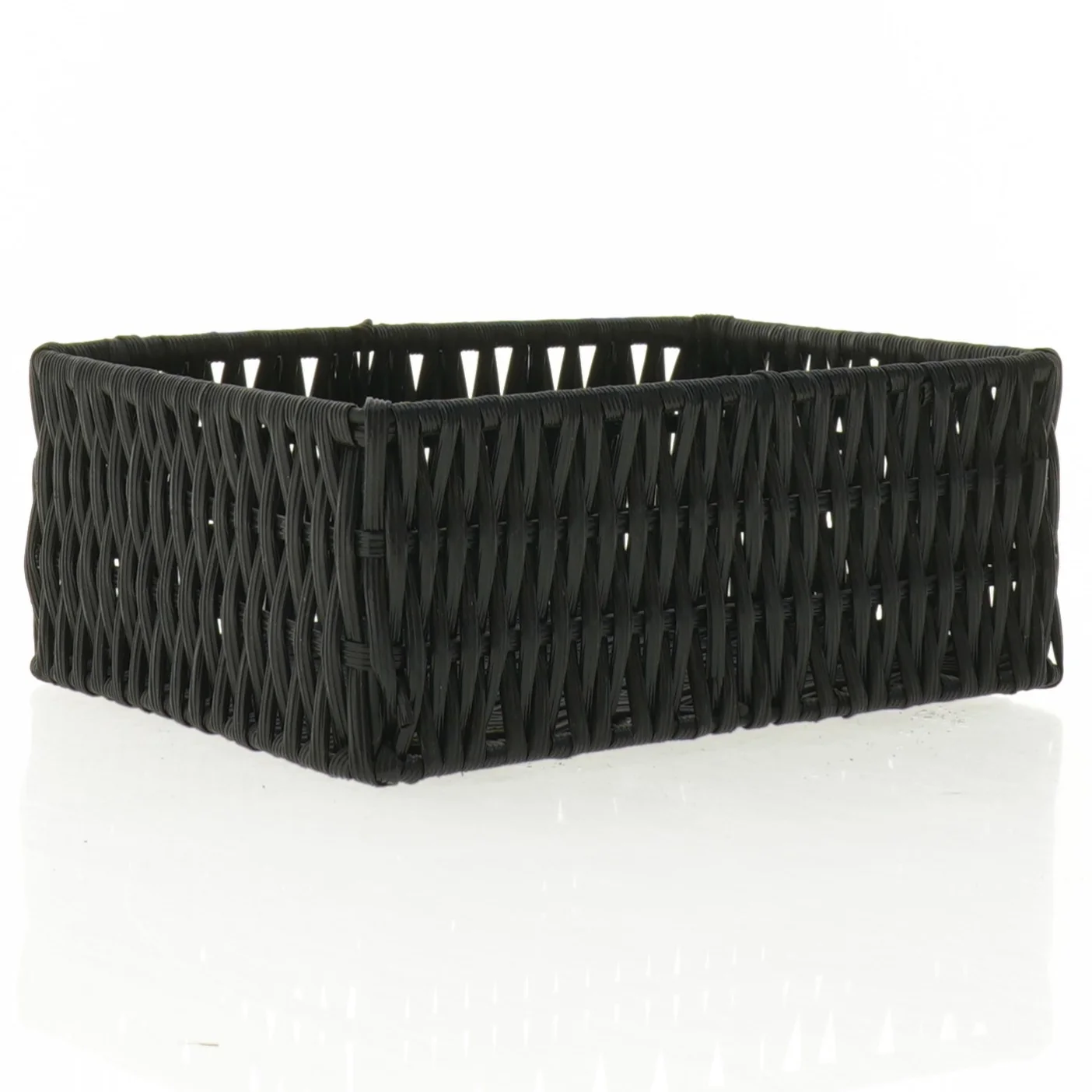 Flettet sort opbevaringskurv (str. 18 x 13 x 7 cm)