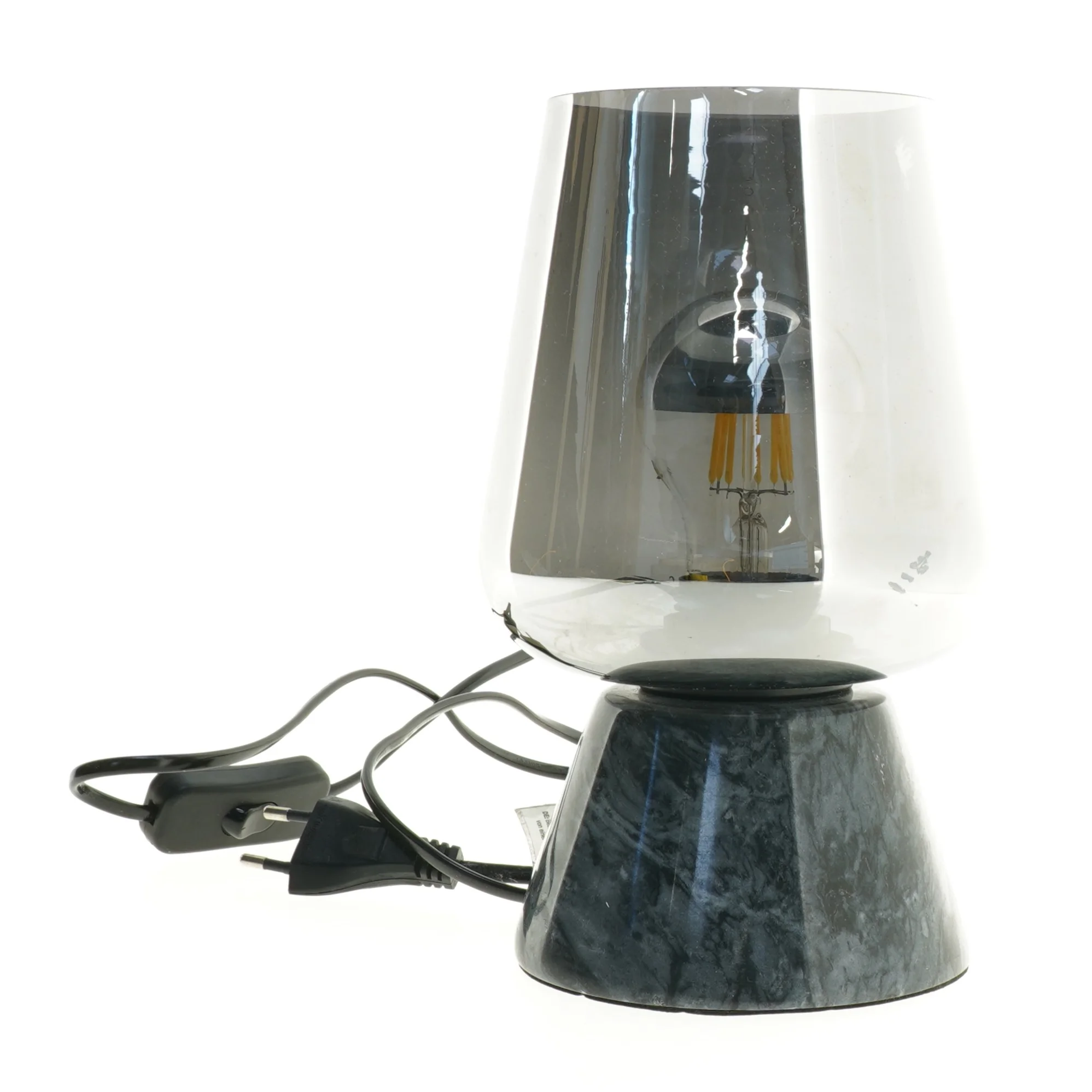 Bordlampe med marmor base fra Søstrene Grene (str. 23 x 14 cm)