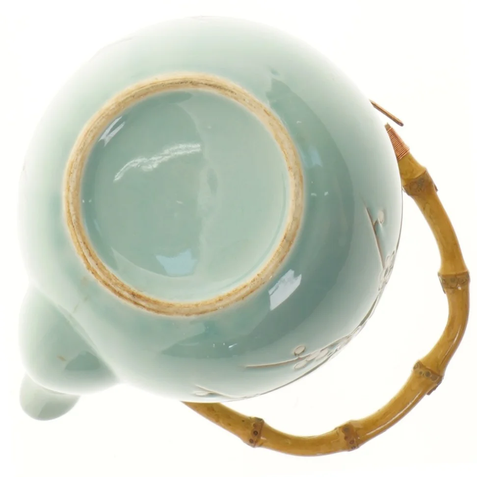 Keramisk tekande med blomsterdekoration (str. Ø 14,5x13 cm)