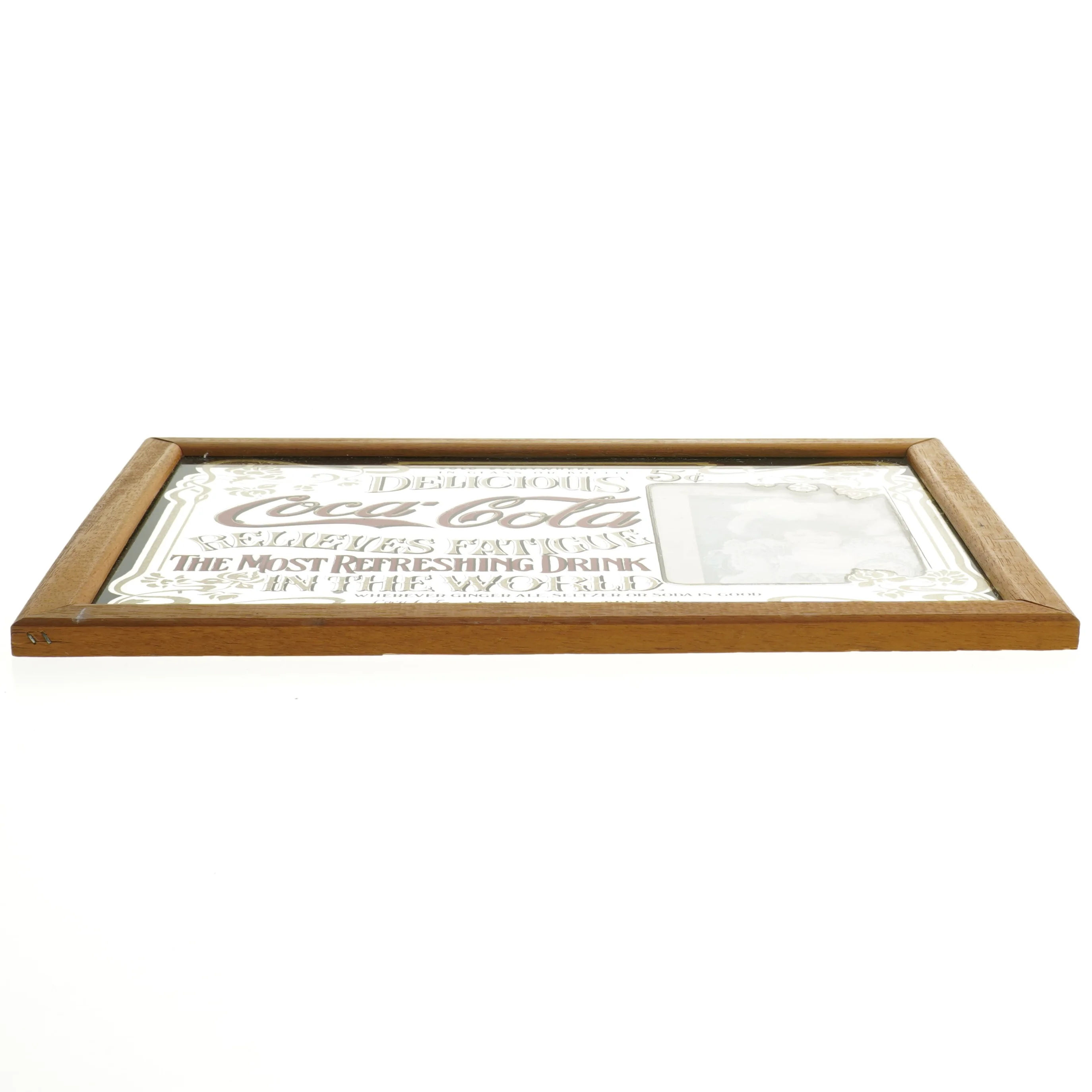 Coca-Cola retro spejl med træramme fra Coca Cola (str. 33,5x23,5 cm)