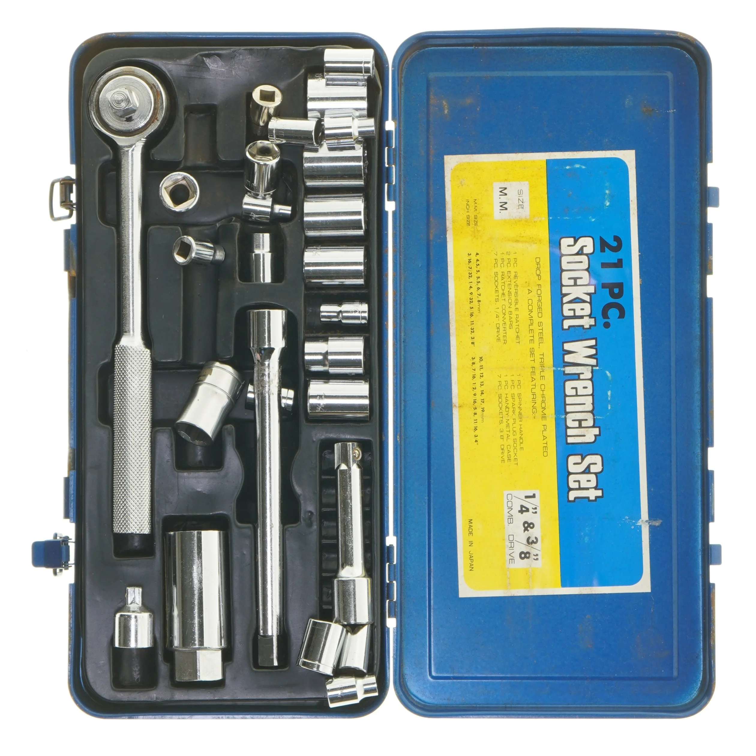 Værktøjssæt i metalboks (str. 4x13,5x29 cm)