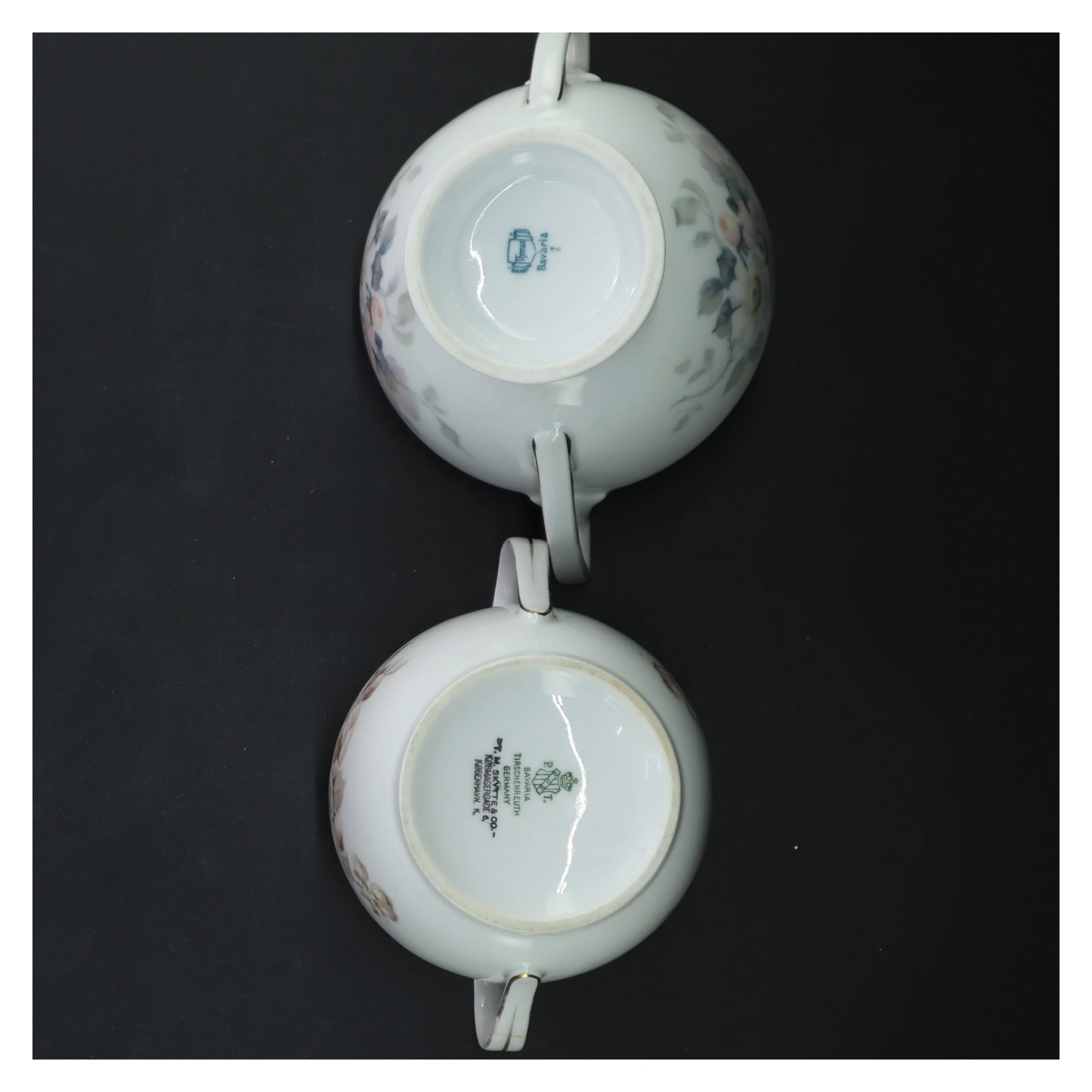 Porcelæn sukkerskål og mælkekande fra Bavaria (str. ø 10 cm og ø 12 cm)