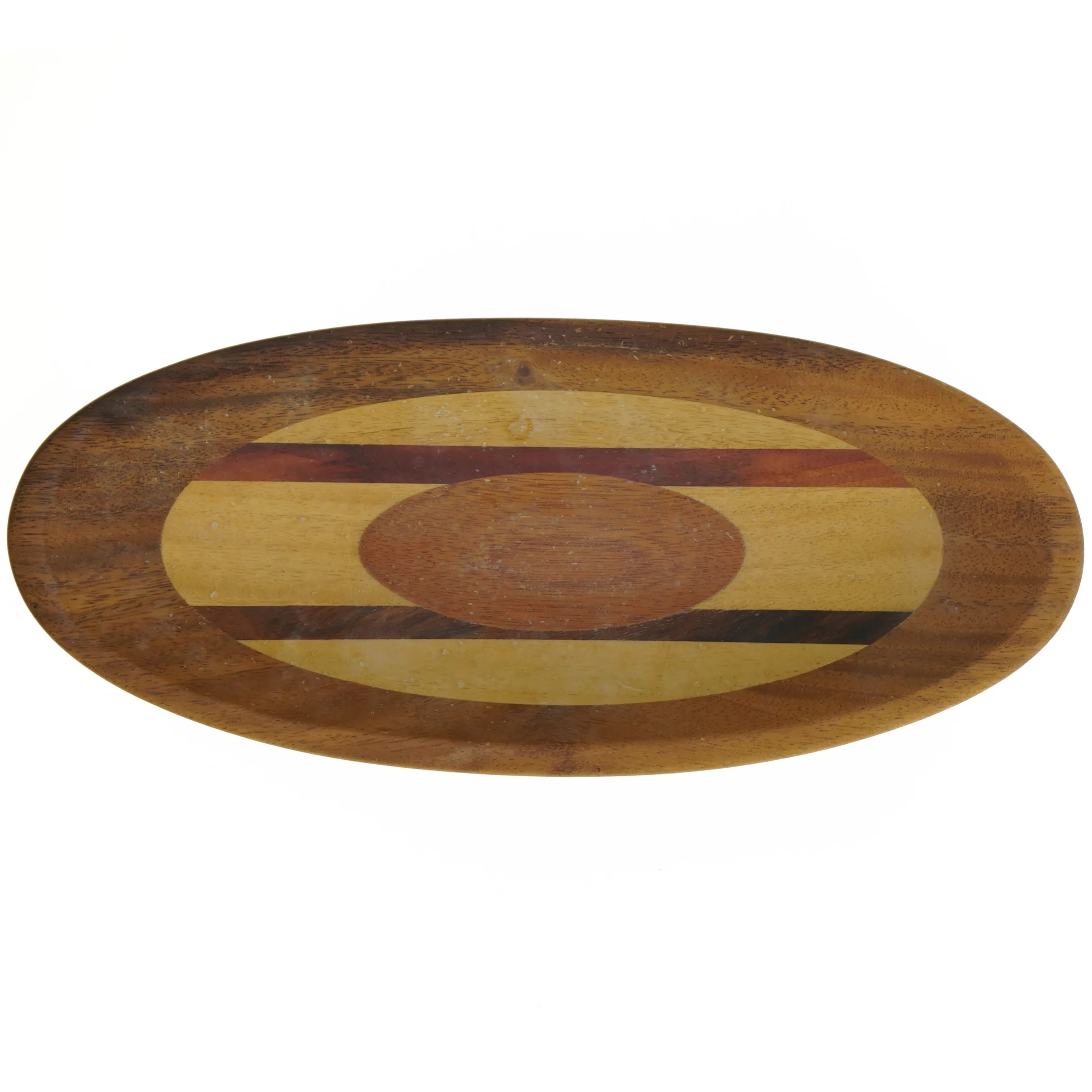 Træfad med dekorative striber (str. 33 x 14 cm)