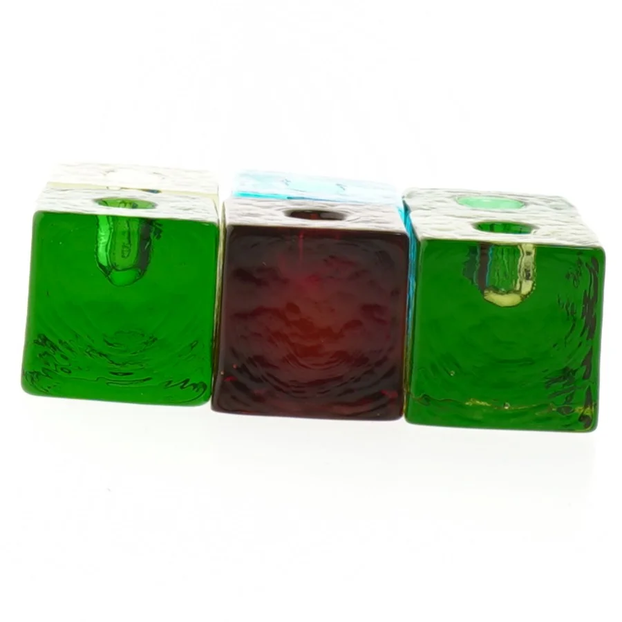 Farvede glas fyrfadsstager (str. 4x4x4 cm)