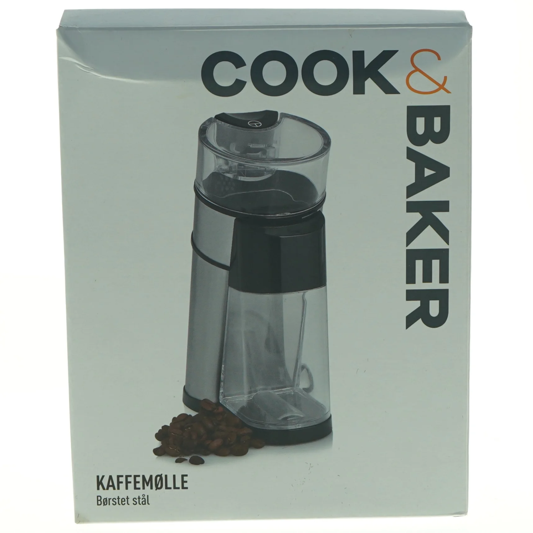 El-kaffekværn i børstet stål fra Cook & Baker (str. 20 x 8 cm)