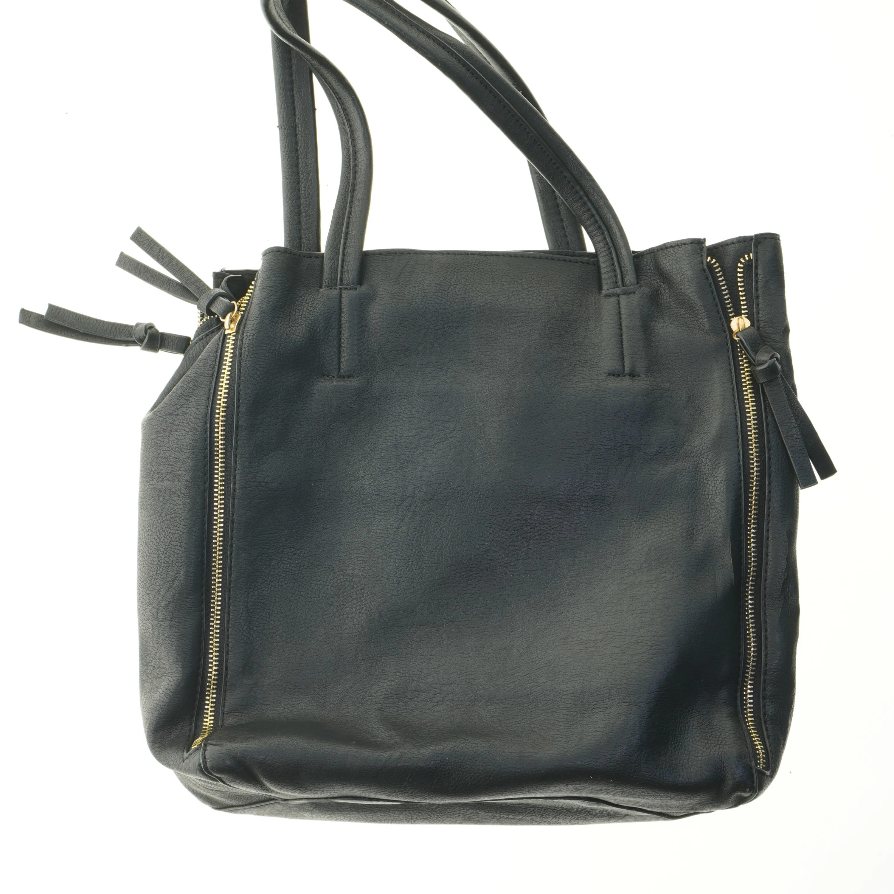 Sort skuldertaske med lynlåse (str. 34x38 cm)