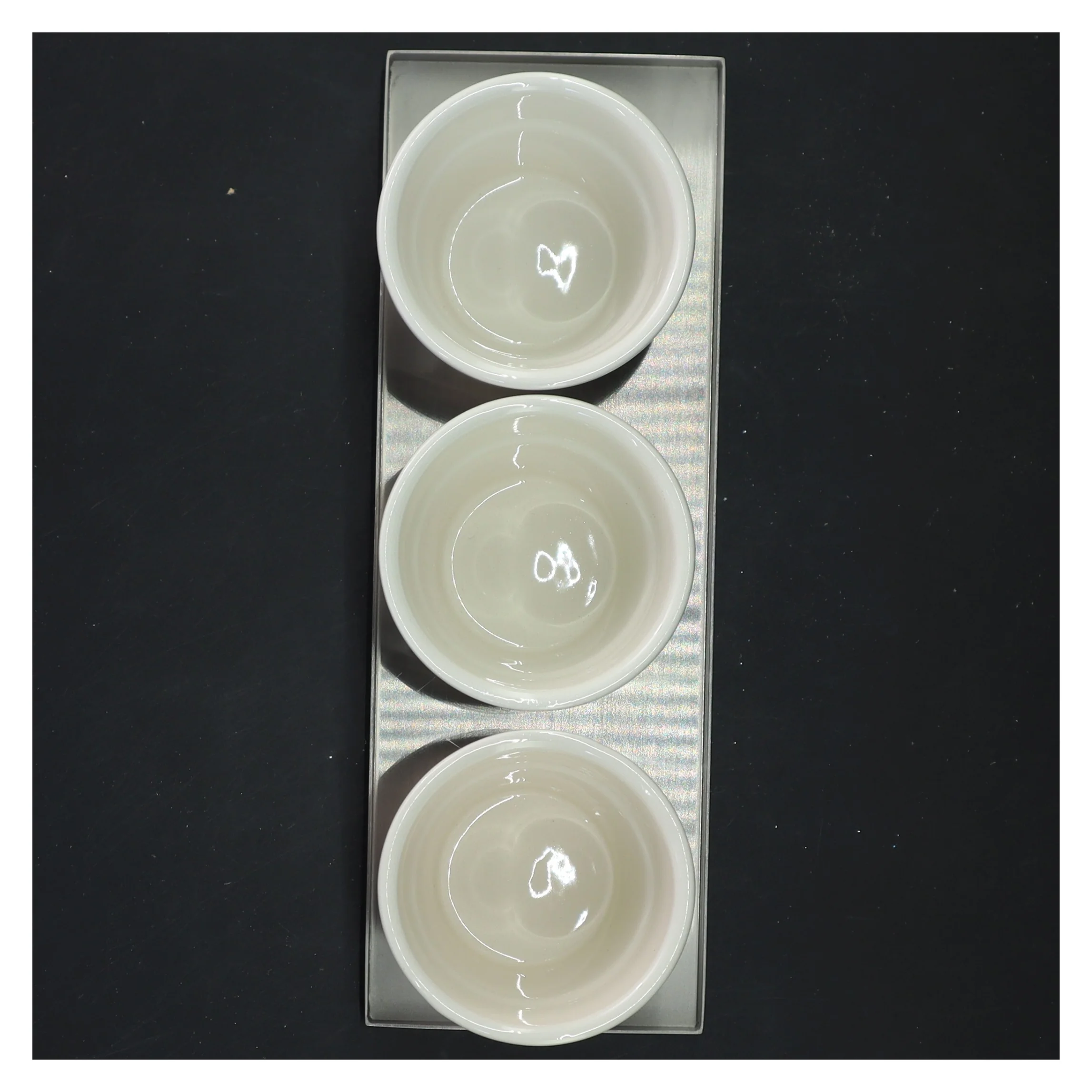 Sæt af krydderurtekrukker med stålbakke (str. 6 cm)