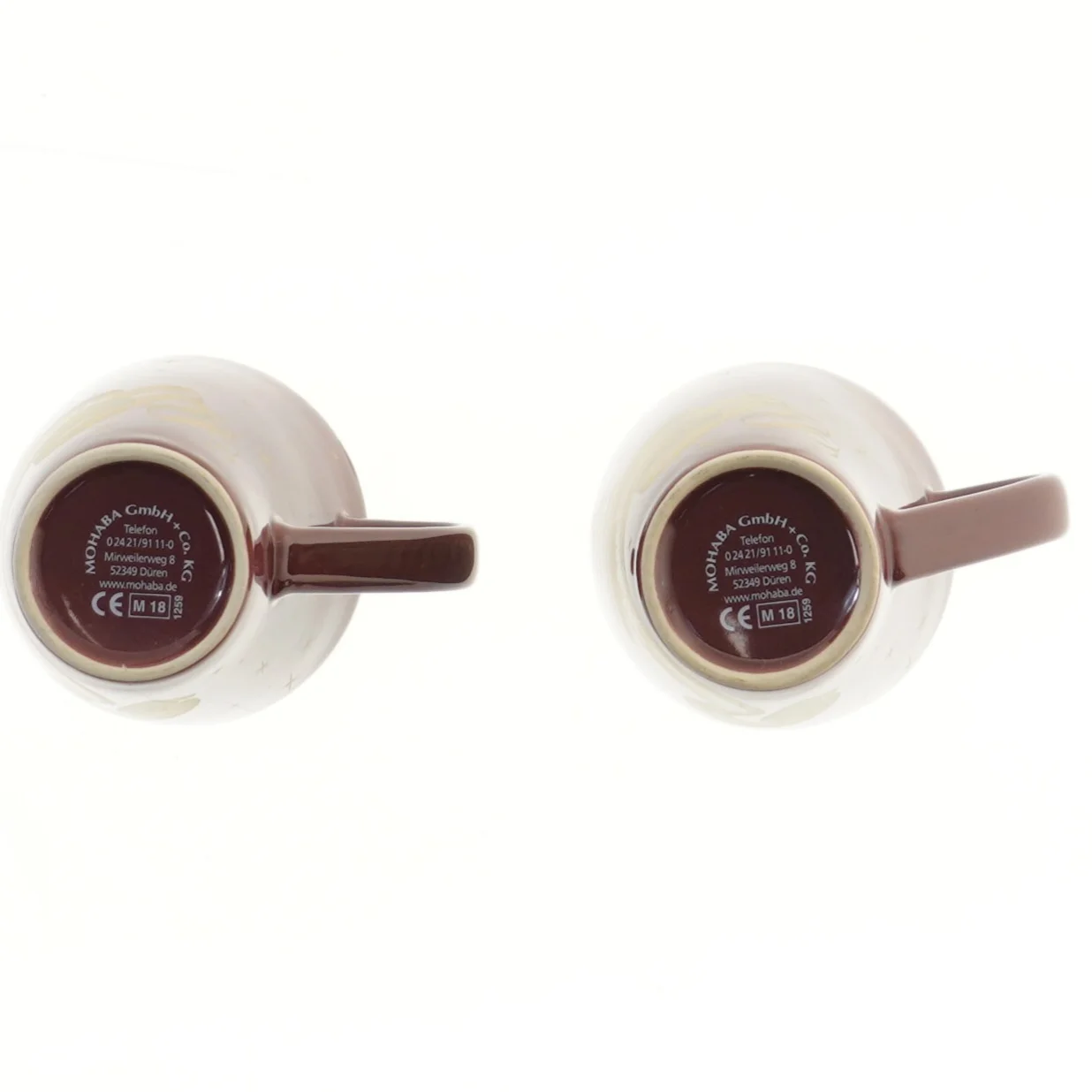 Keramiske krus med dekoration, 2 stk (str. 2 stk Ø 9 cm længde 10 cm)