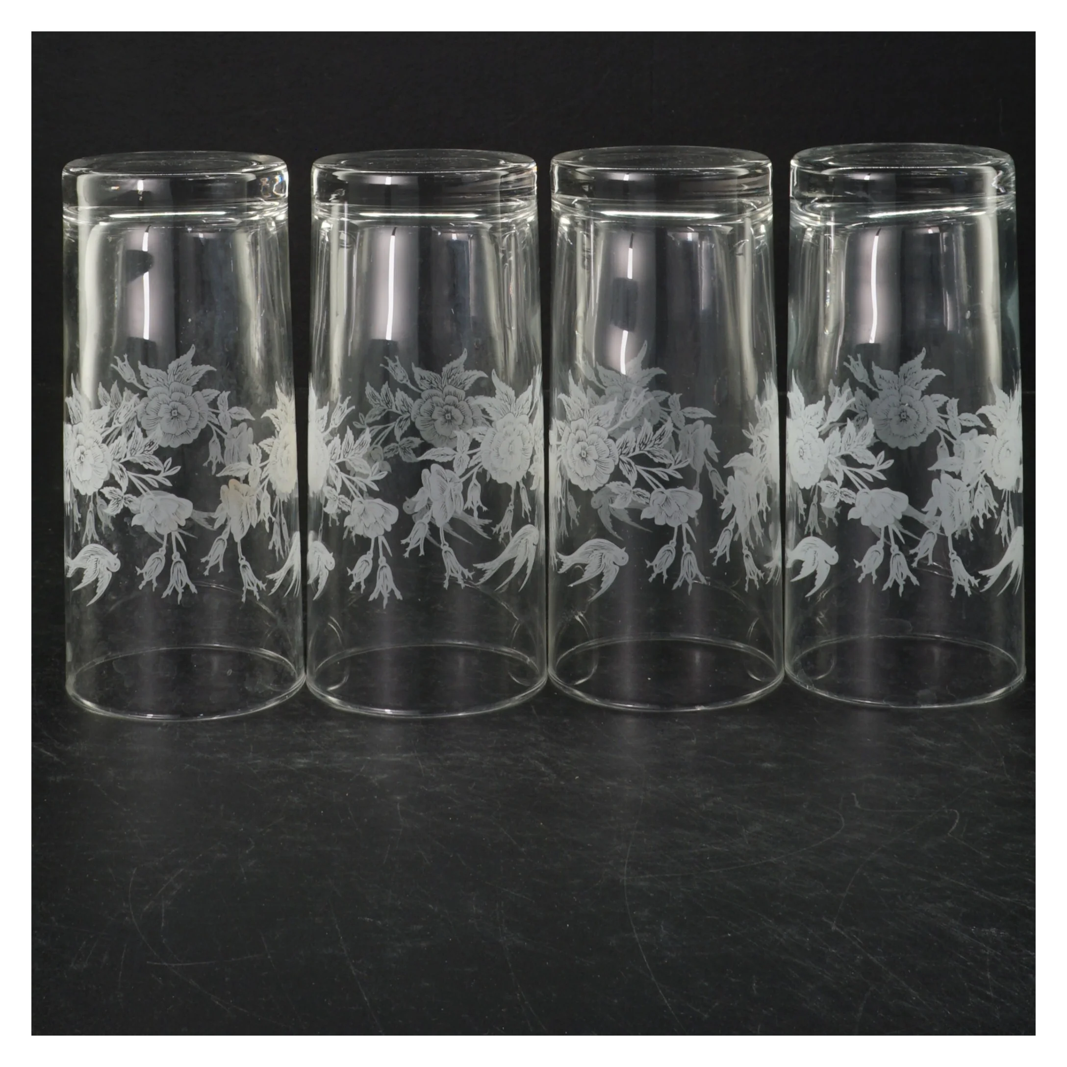 Dekorerede glas vaser (str. Ø 7 cm. længde, 14,5 cm)