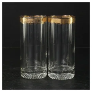 Glasvaser med guldkant (str. Ø. 7 cm. længde, 14 cm)