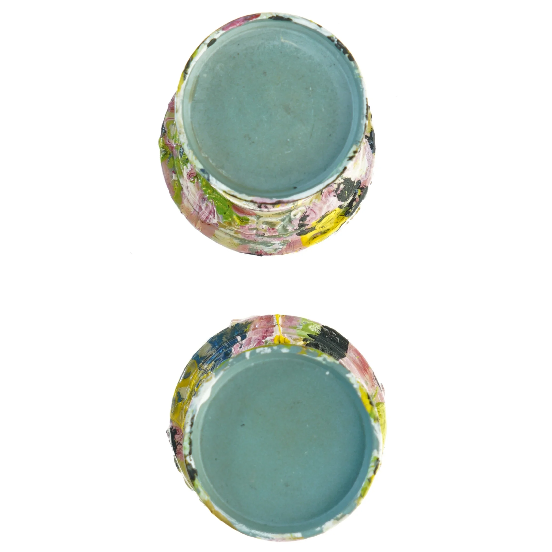 Dekorativt malede lysestager (str. 24,5 x 13 cm)