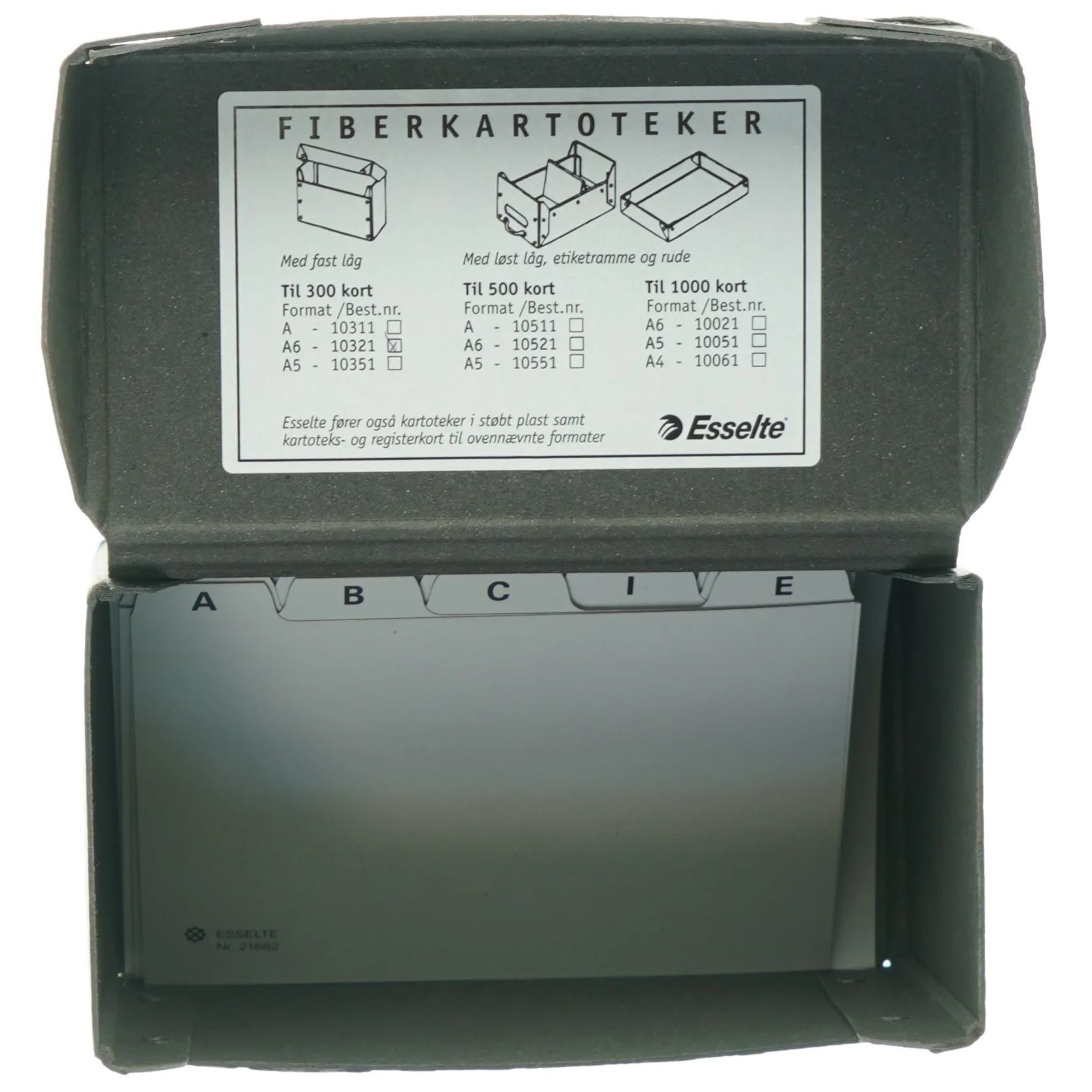 Sort Esselte Fiberkartotek (str. 7,5 x. 10 cm)