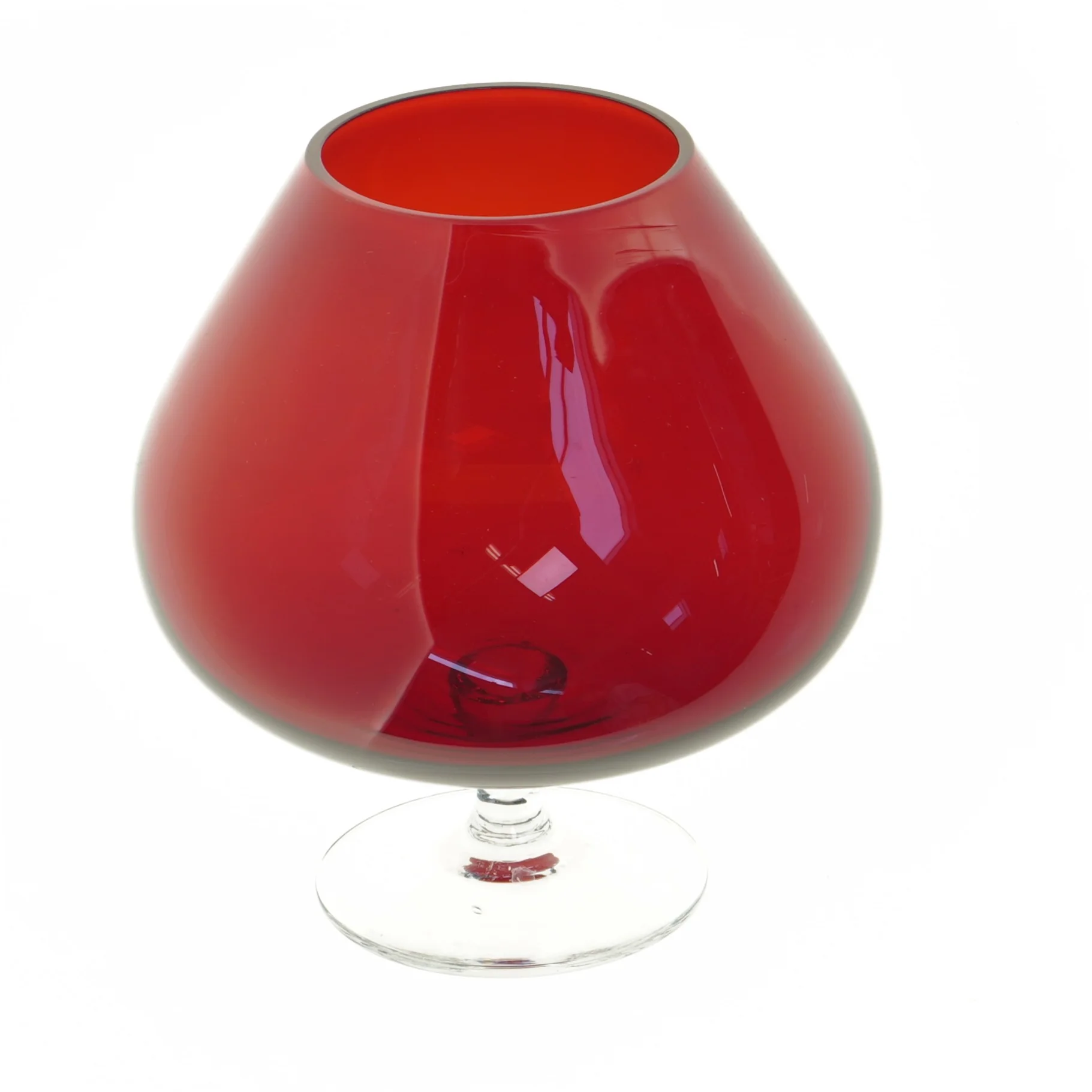 Rødt glasvase (str. 18 x 18 cm)