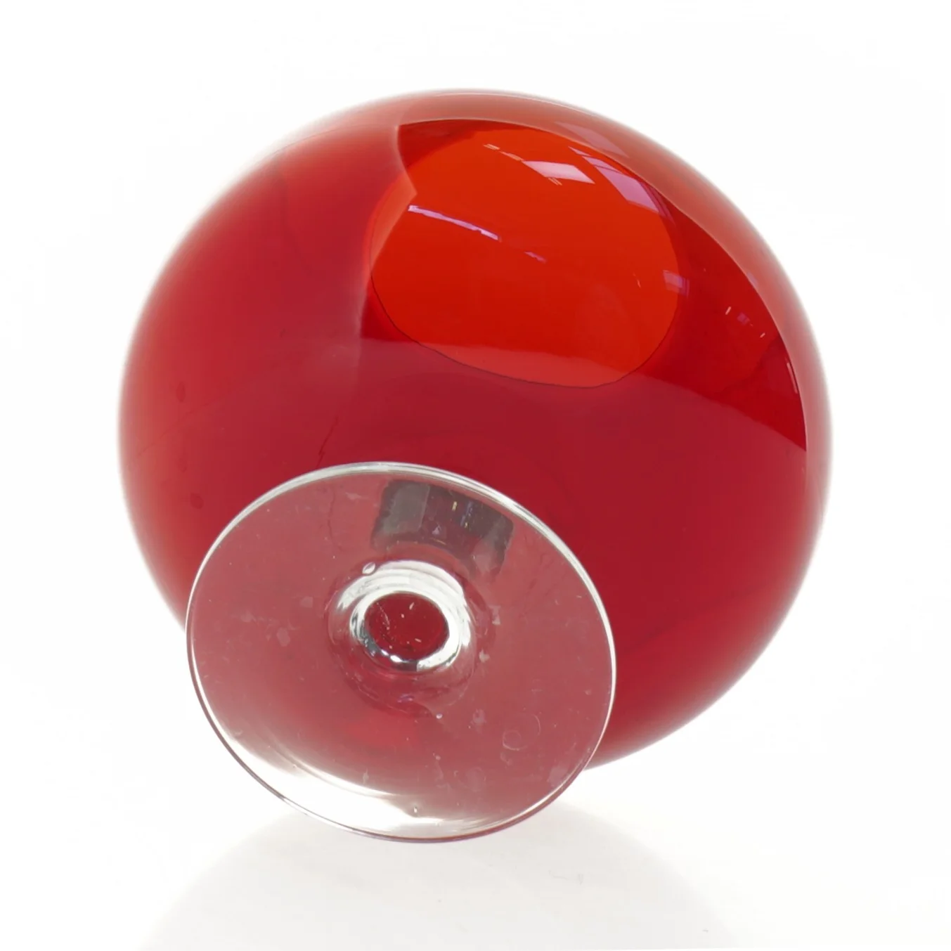 Rødt glasvase (str. 18 x 18 cm)